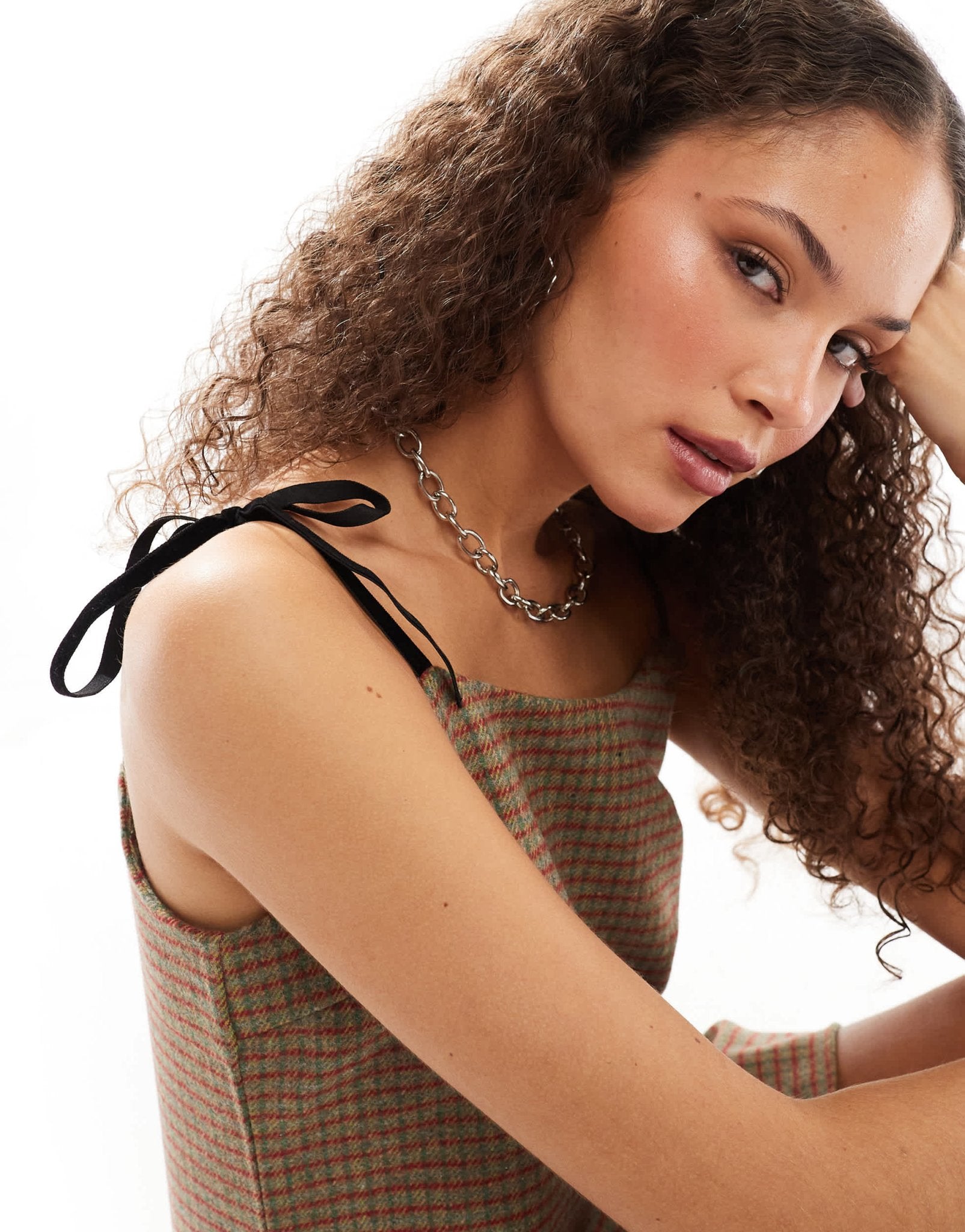 Daisy Street smock chuck on cami dress in brown gingham - ASOS Sample Sale