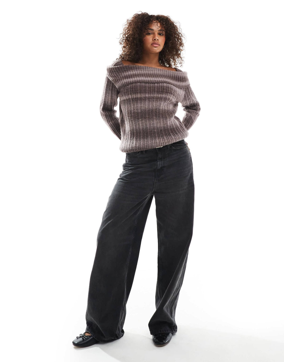 Daisy Street space dye asymmetric knit top in dark mauve - ASOS Sample Sale