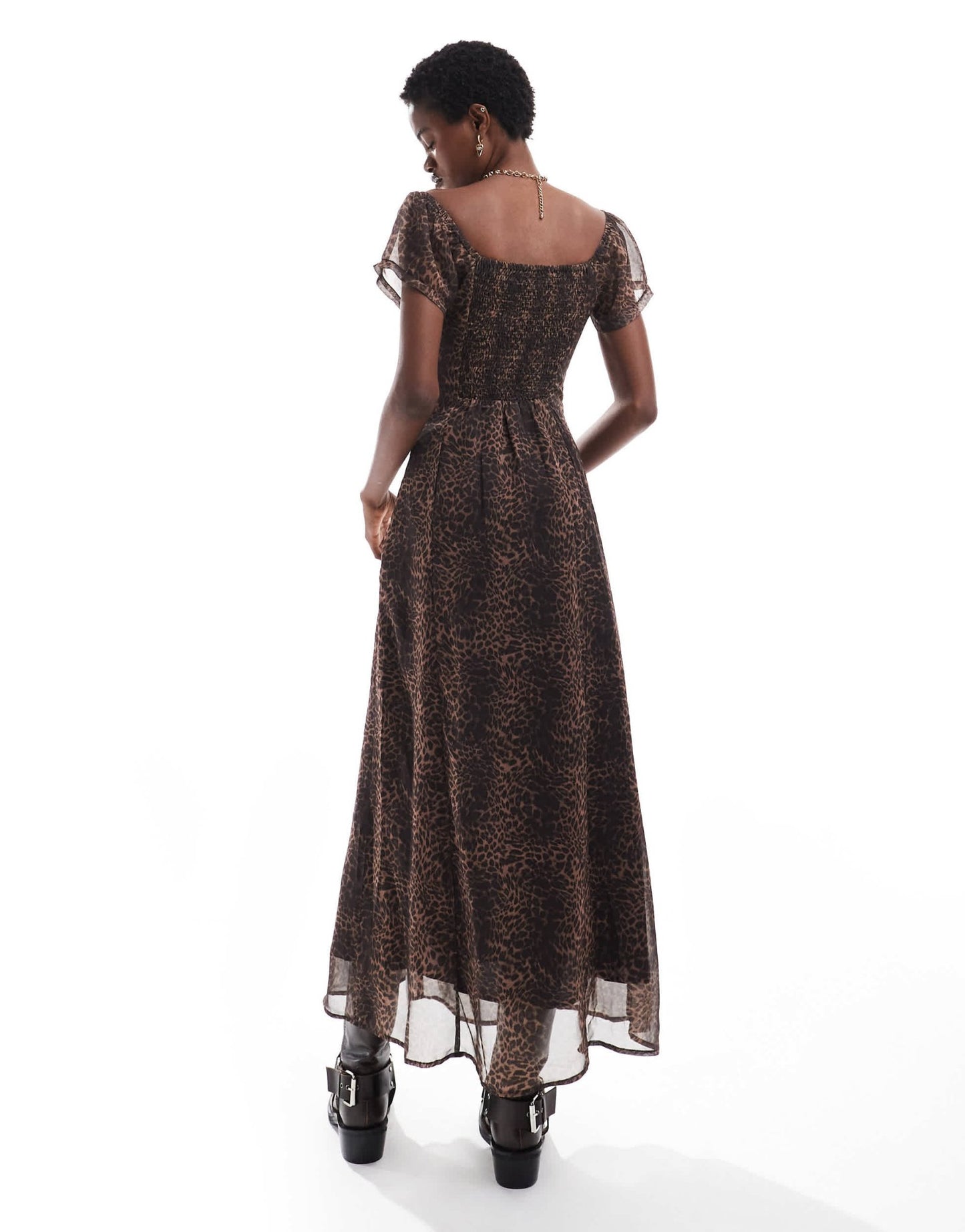 Daisy Street sweetheart neck midi tea dress in leopard - ASOS Sample Sale