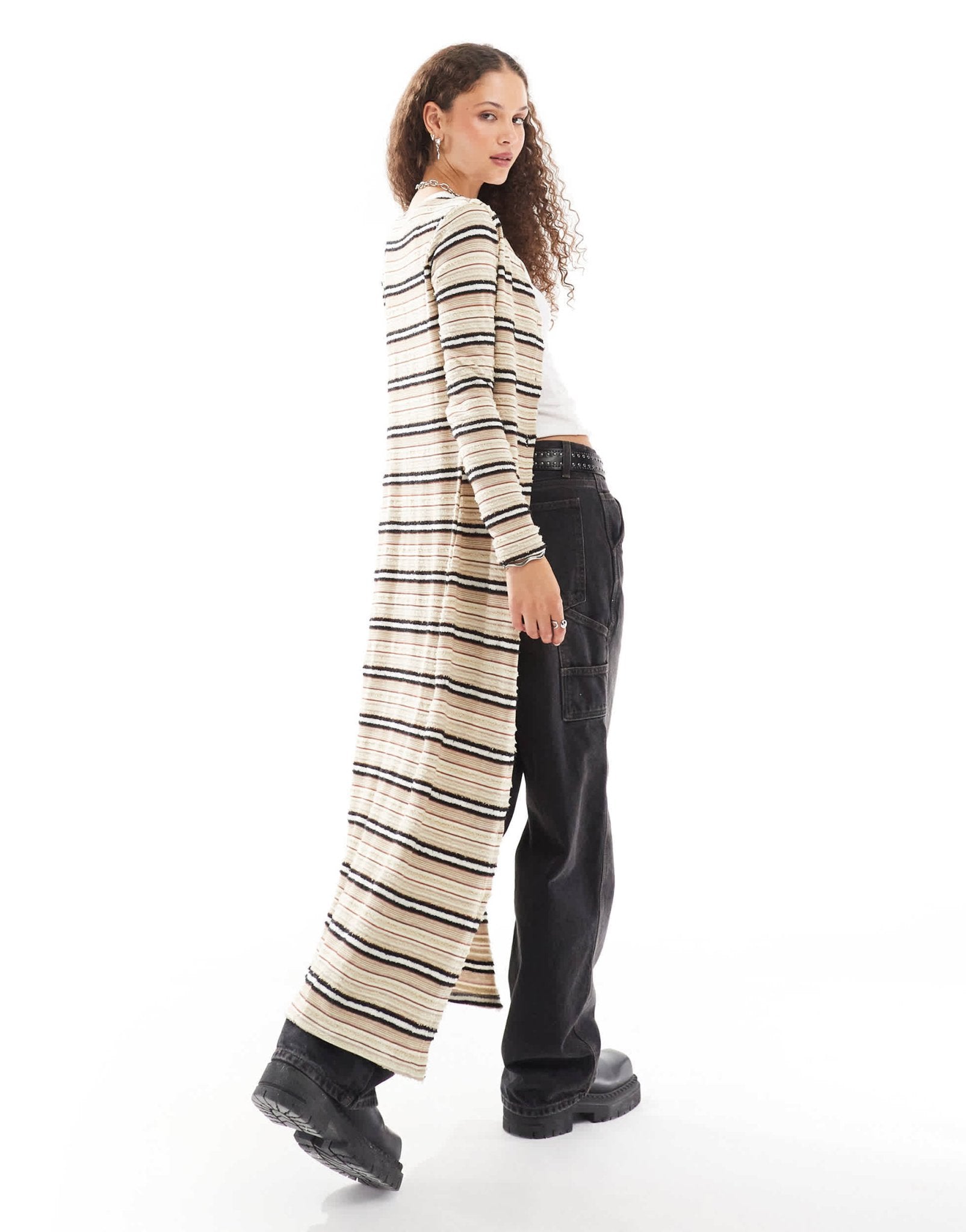 Daisy Street v neck stripe maxi cardigan - ASOS Sample Sale