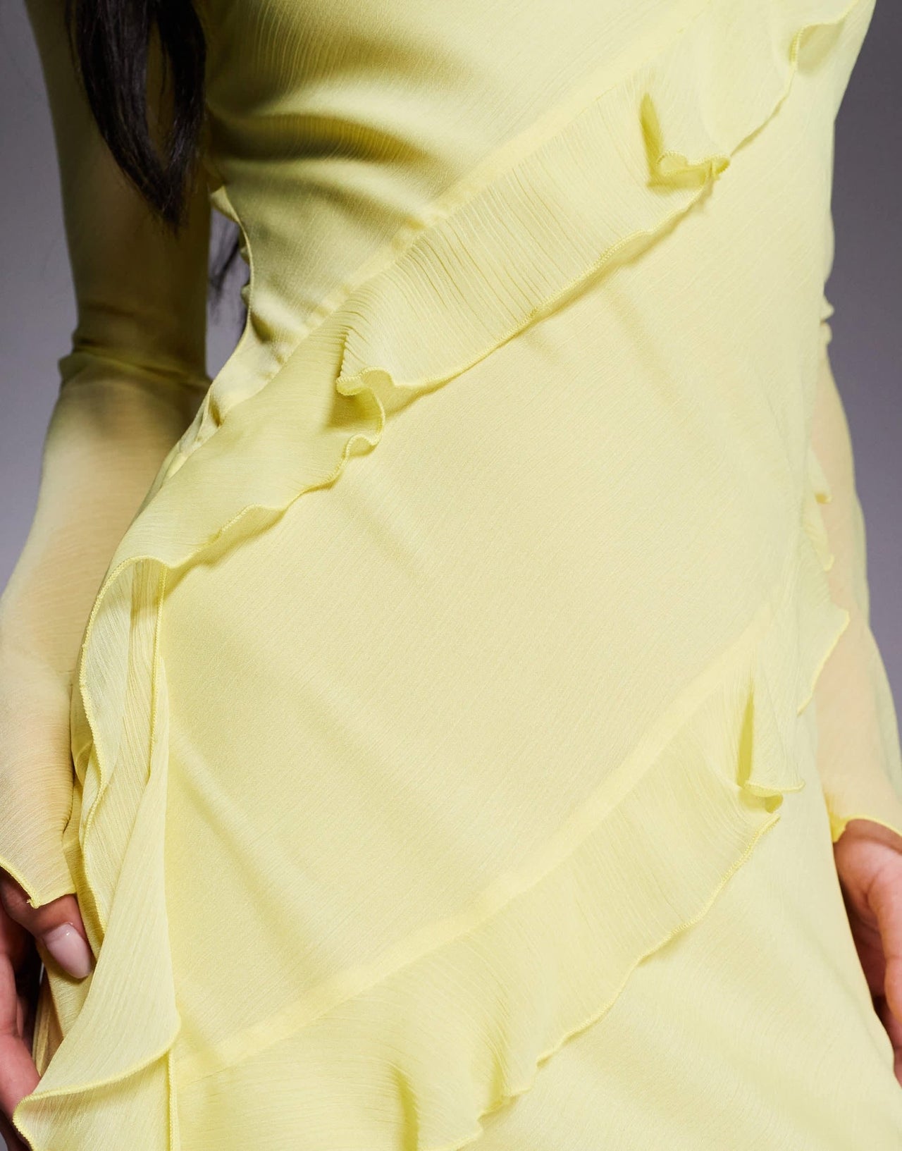 Daska chiffon ruffle maxi dress in Lemon - ASOS Sample Sale