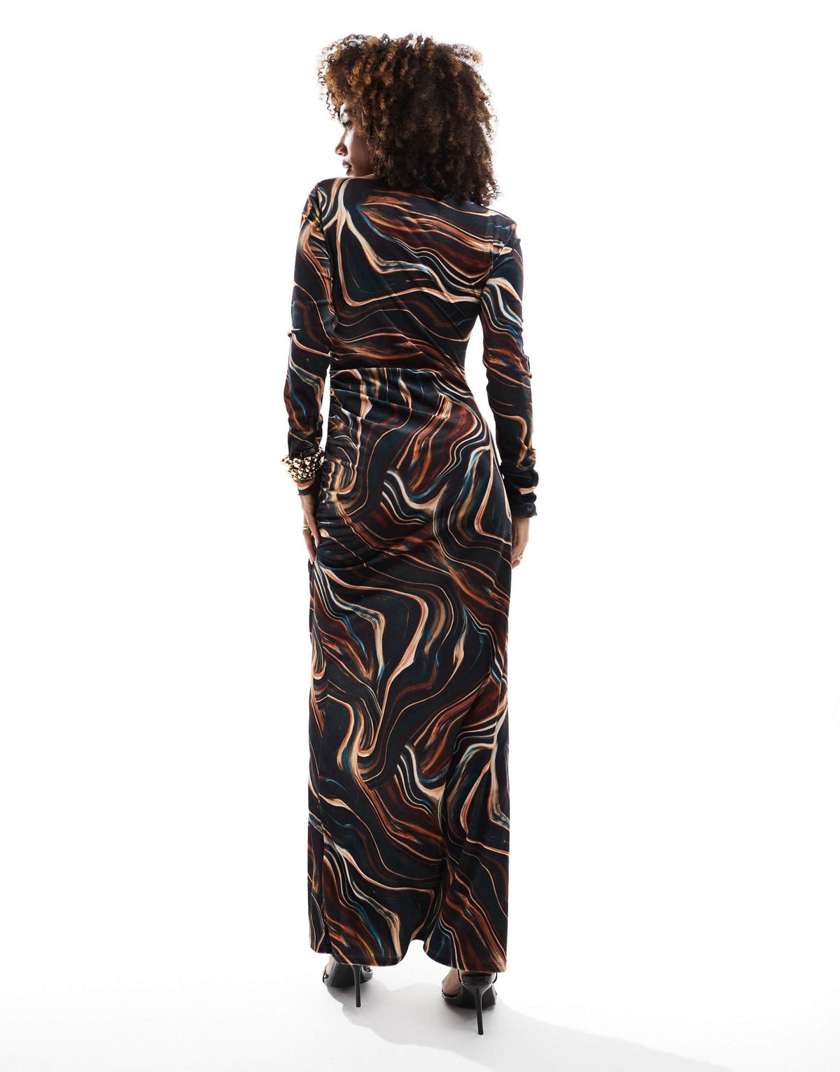 Daska high neck maxi dress in dark marble print - ASOS Sample Sale