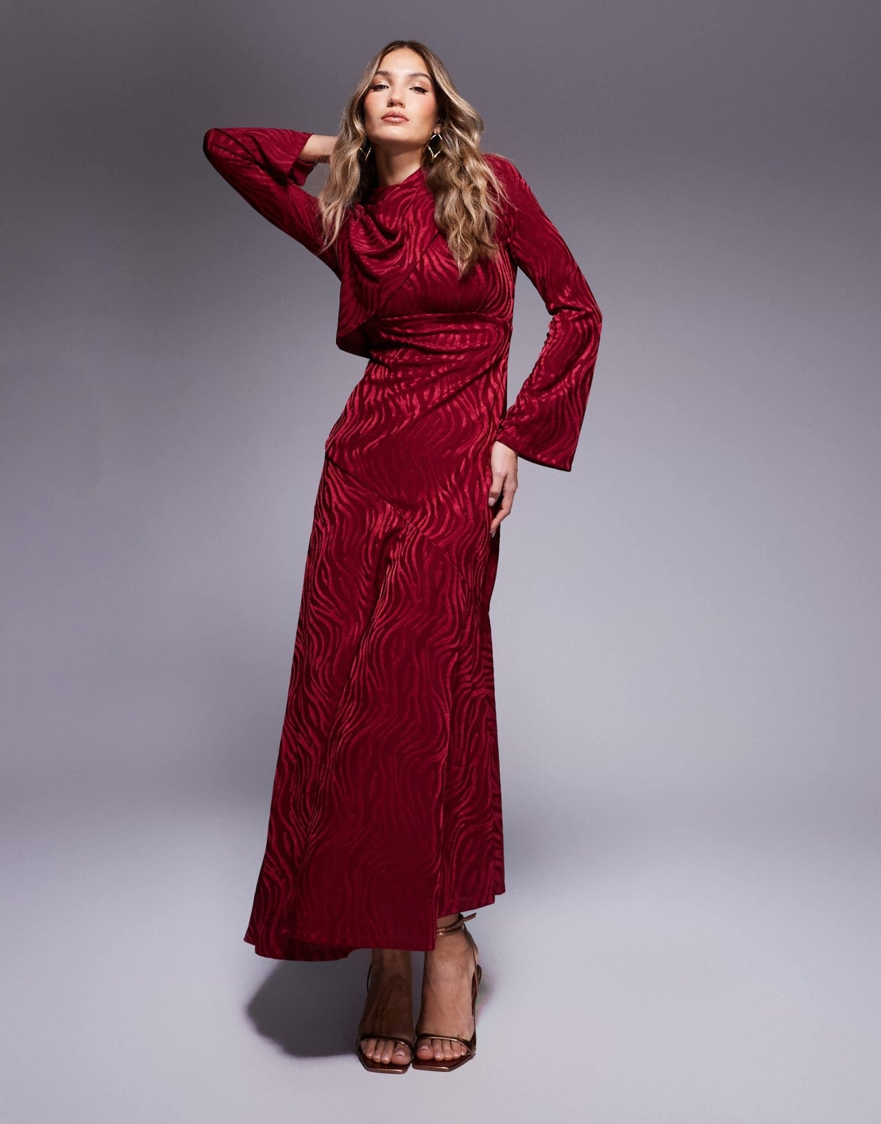 Daska high neck maxi dress in oxblood - ASOS Sample Sale