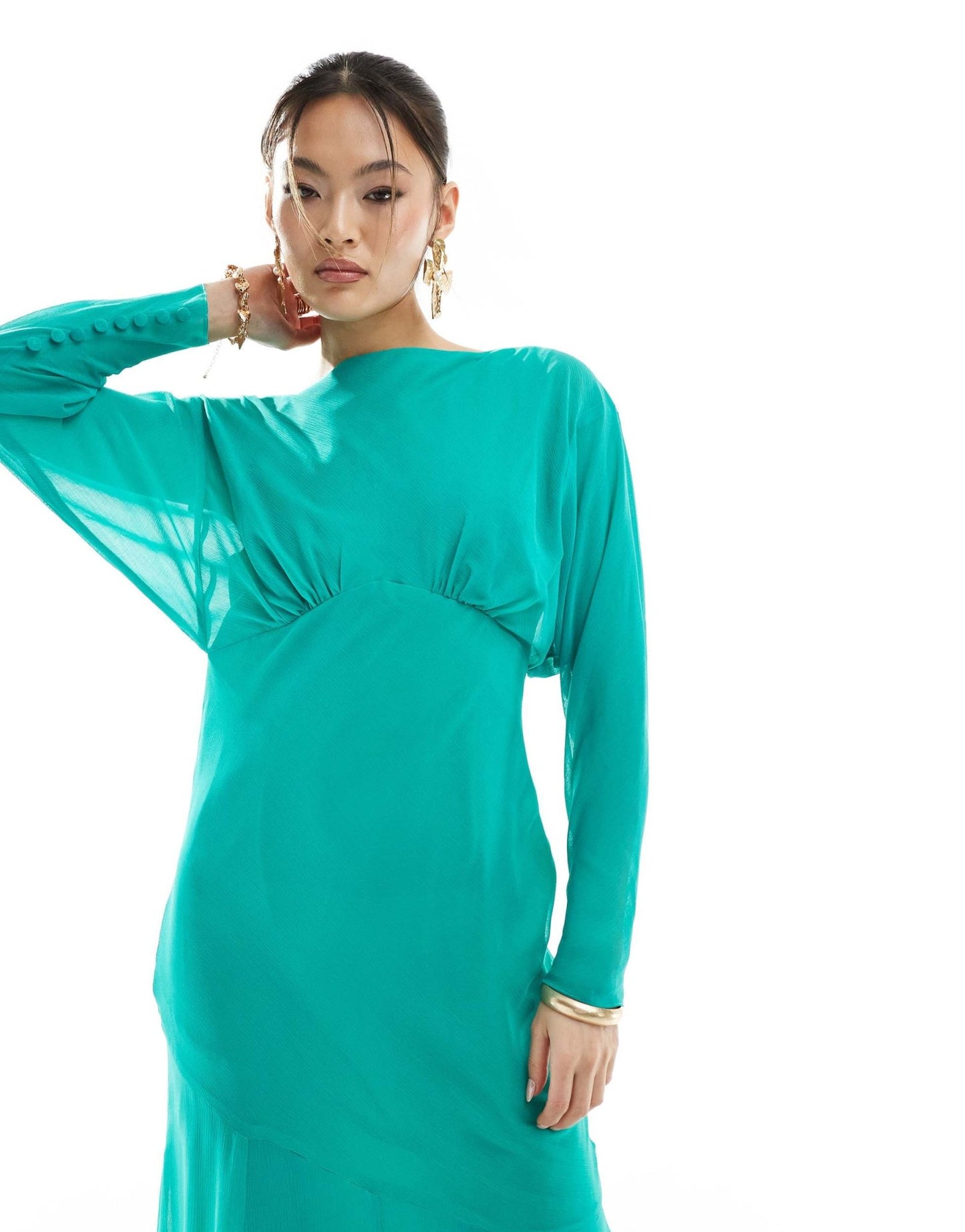 Daska long sleeve maxi dress in vibrant green - ASOS Sample Sale