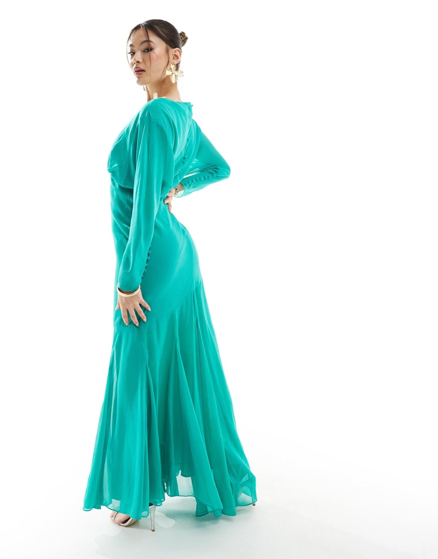 Daska long sleeve maxi dress in vibrant green - ASOS Sample Sale