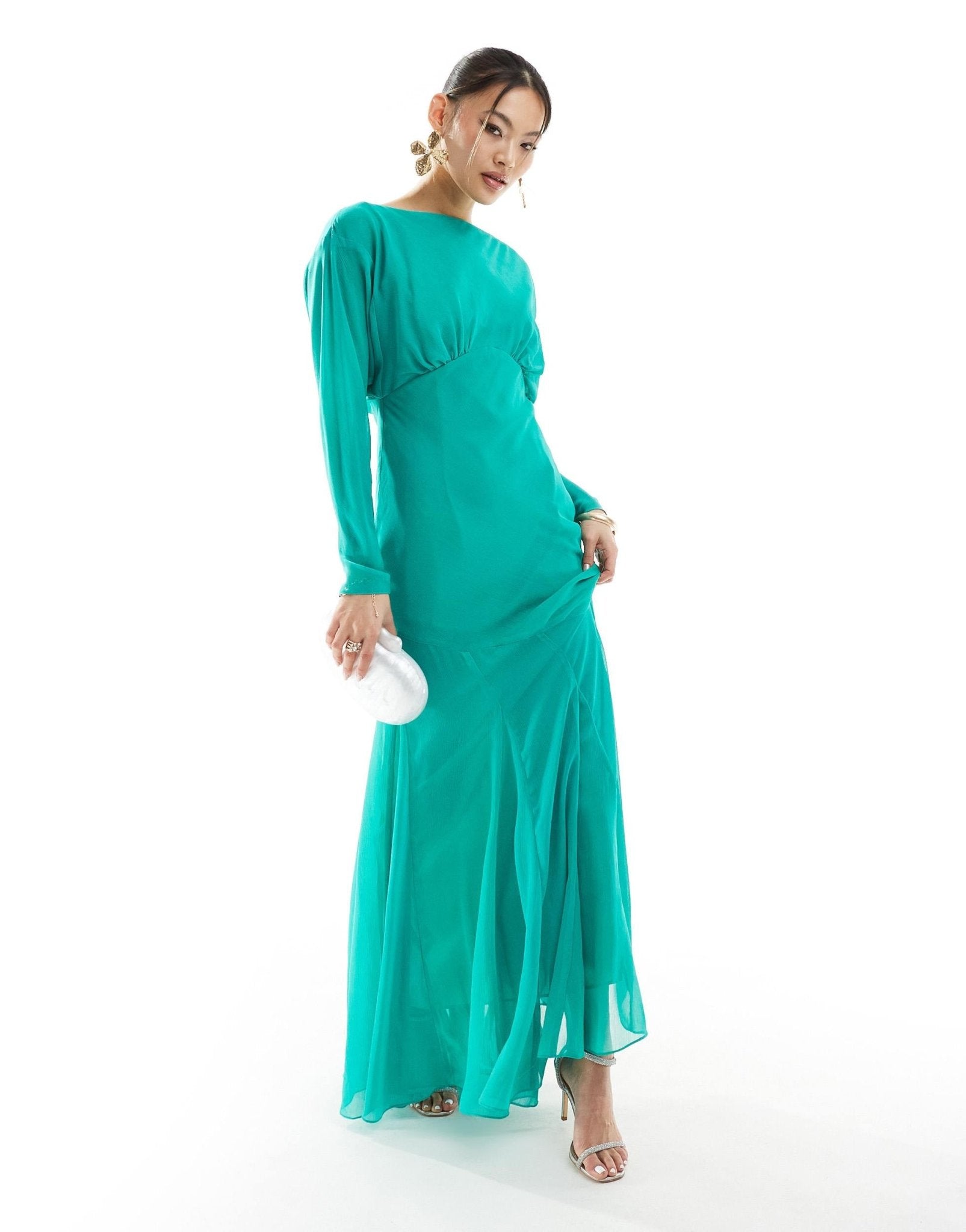 Daska long sleeve maxi dress in vibrant green - ASOS Sample Sale