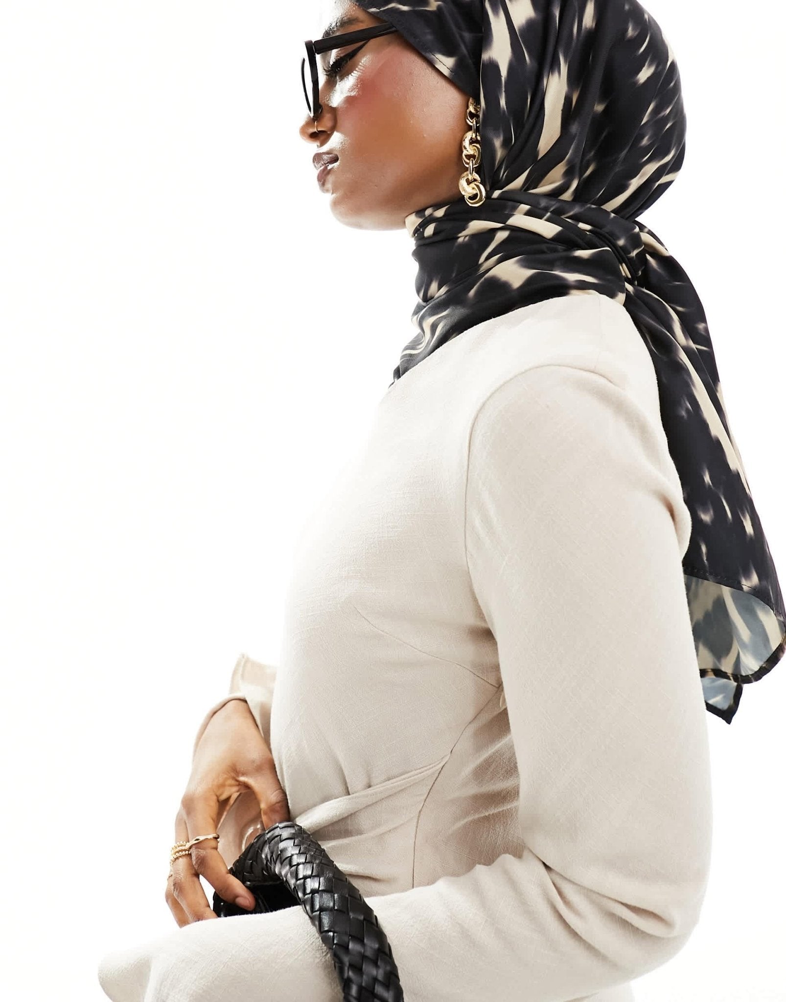 Daska long sleeve maxi dress with fluted hem and belt detail in cream - ASOS Sample Sale