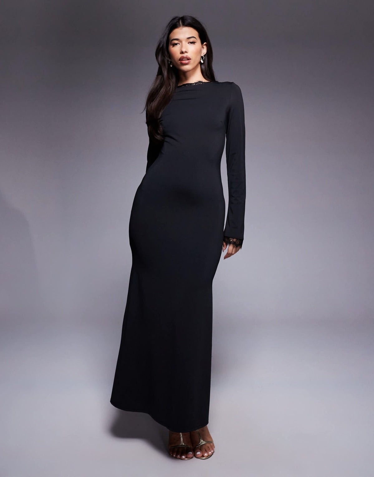 Daska maxi dress with lace detail in black - ASOS Sample Sale