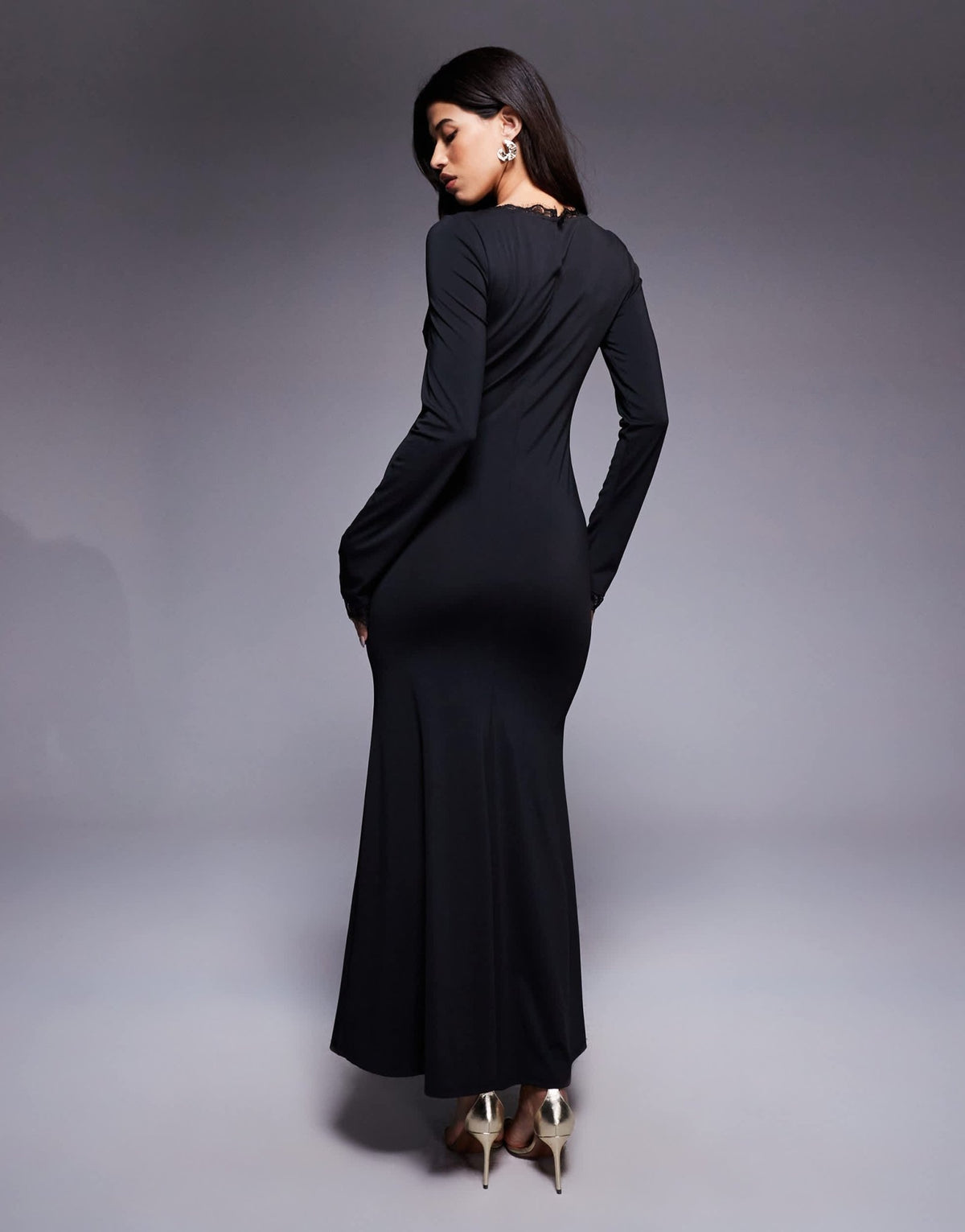 Daska maxi dress with lace detail in black - ASOS Sample Sale