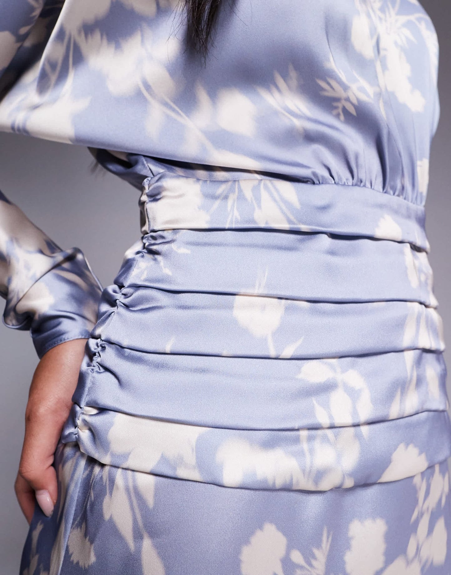 Daska satin batwing maxi dress in soft blue floral print - ASOS Sample Sale