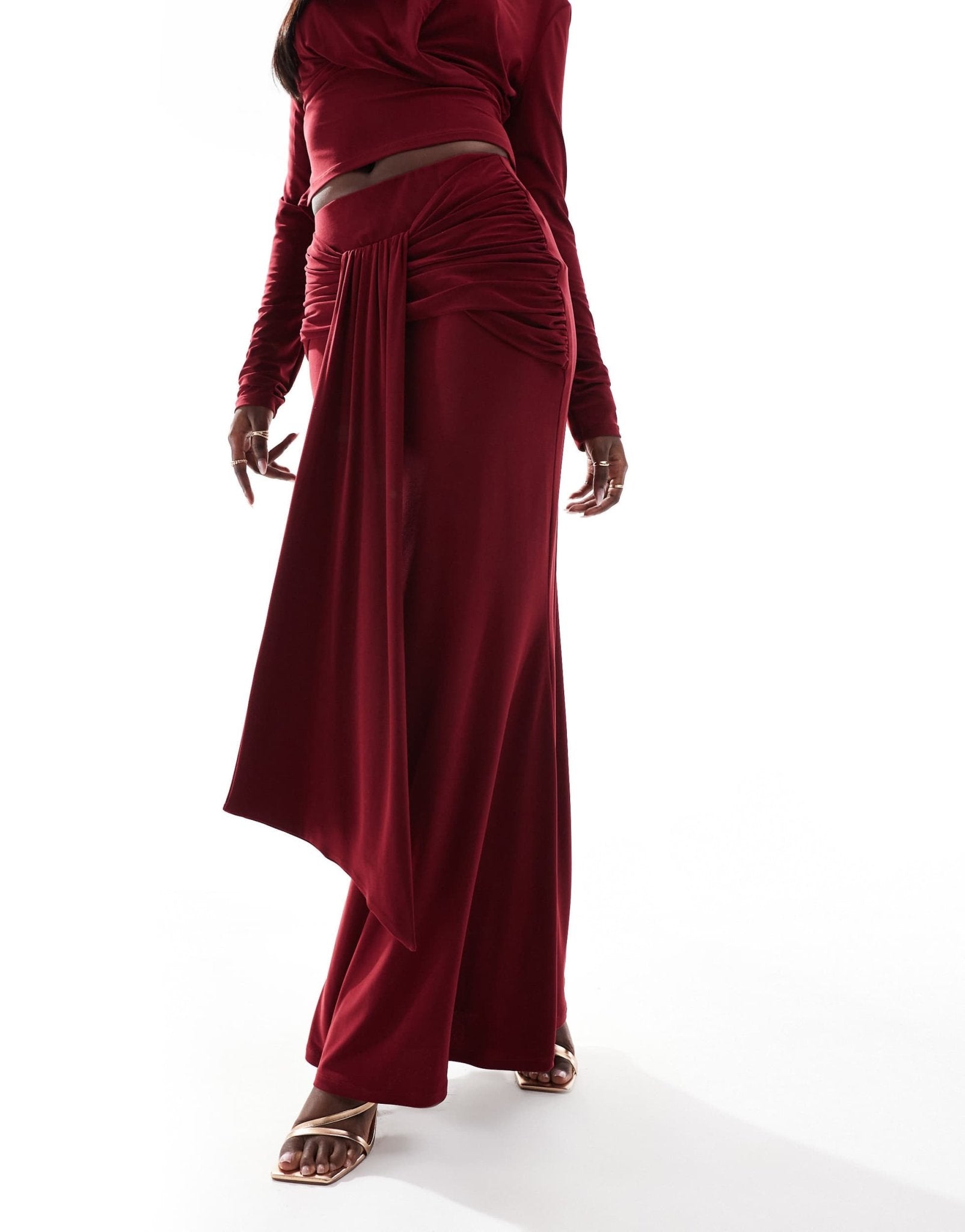 Daska twist front skirt co - ord in wine - ASOS Sample Sale