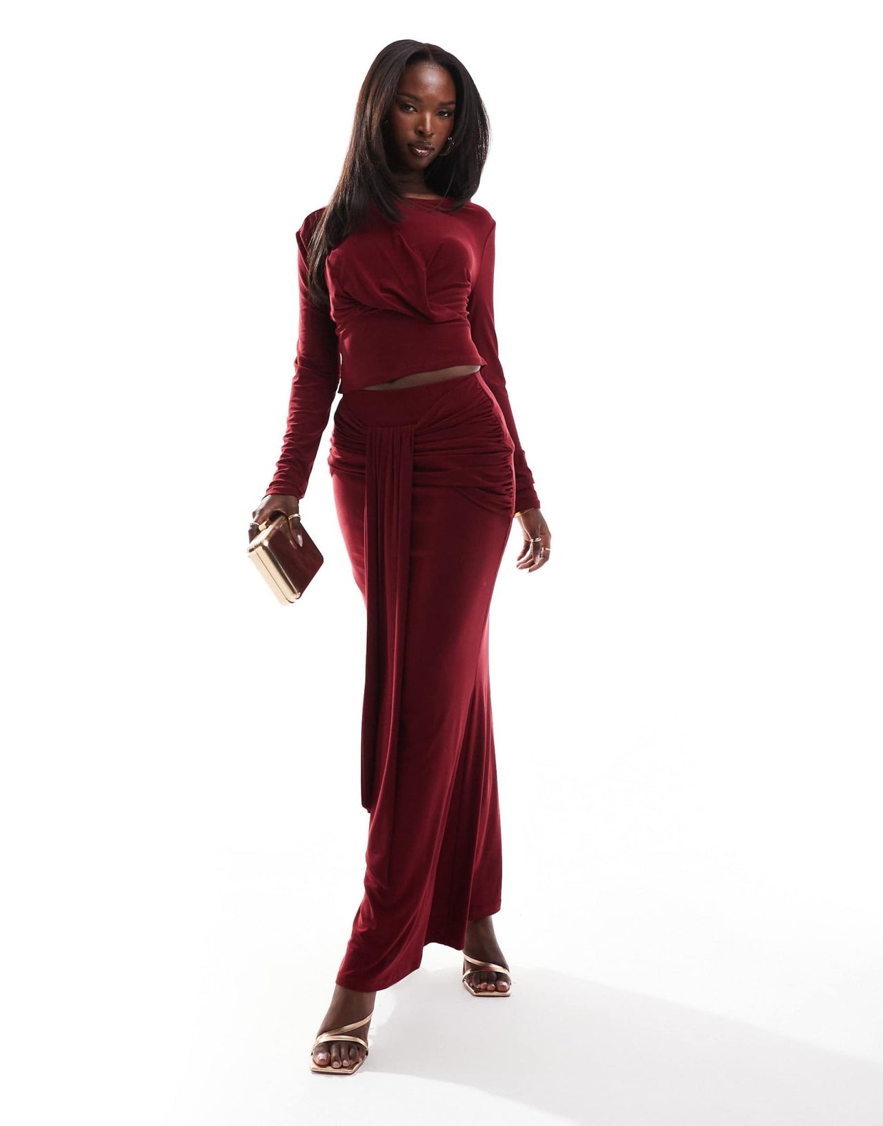 Daska twist front skirt co - ord in wine - ASOS Sample Sale