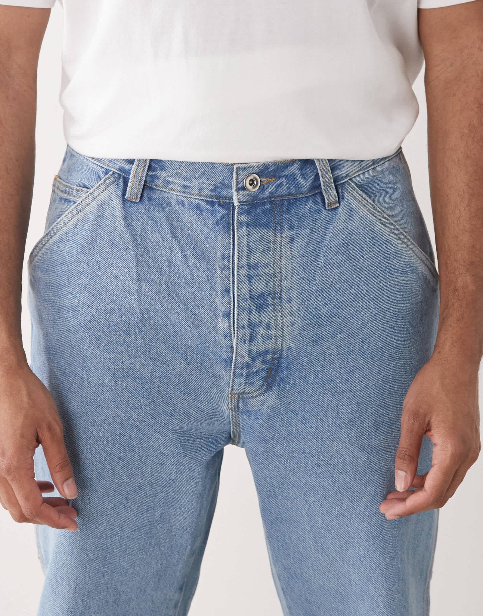 Deus Ex Machina big fella denim pants in light blue - ASOS Sample Sale