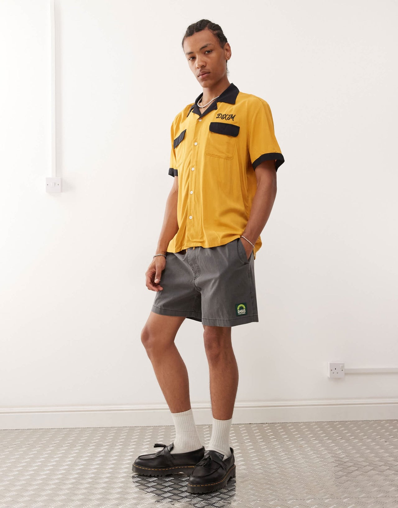 Deus Ex Machina sandbar acid wash shorts in grey - ASOS Sample Sale