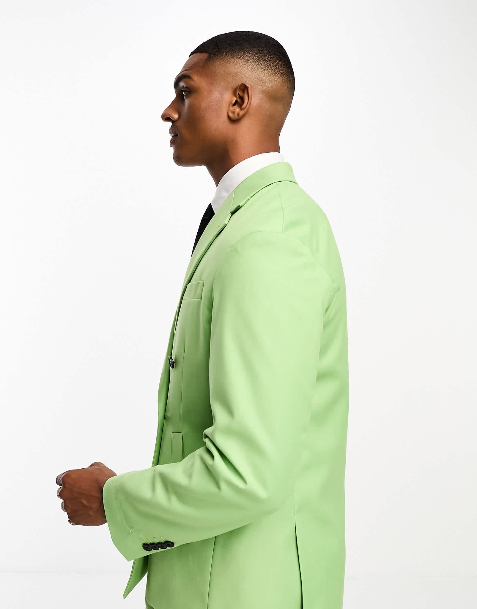 Devils Advocate green oversized double breasted notch lapel suit jacket - ASOS Sample Sale