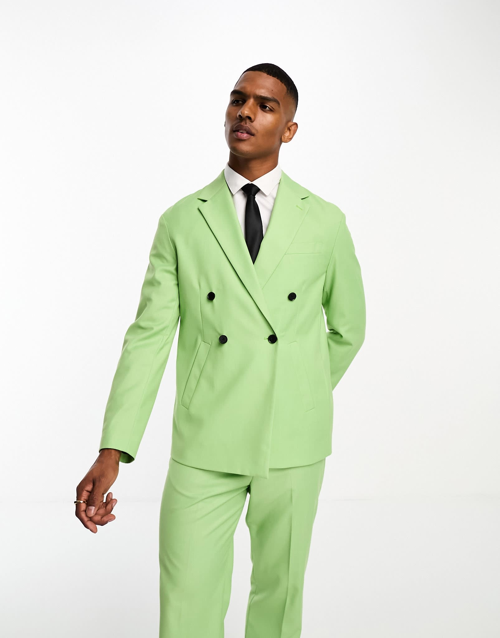 Devils Advocate green oversized double breasted notch lapel suit jacket - ASOS Sample Sale