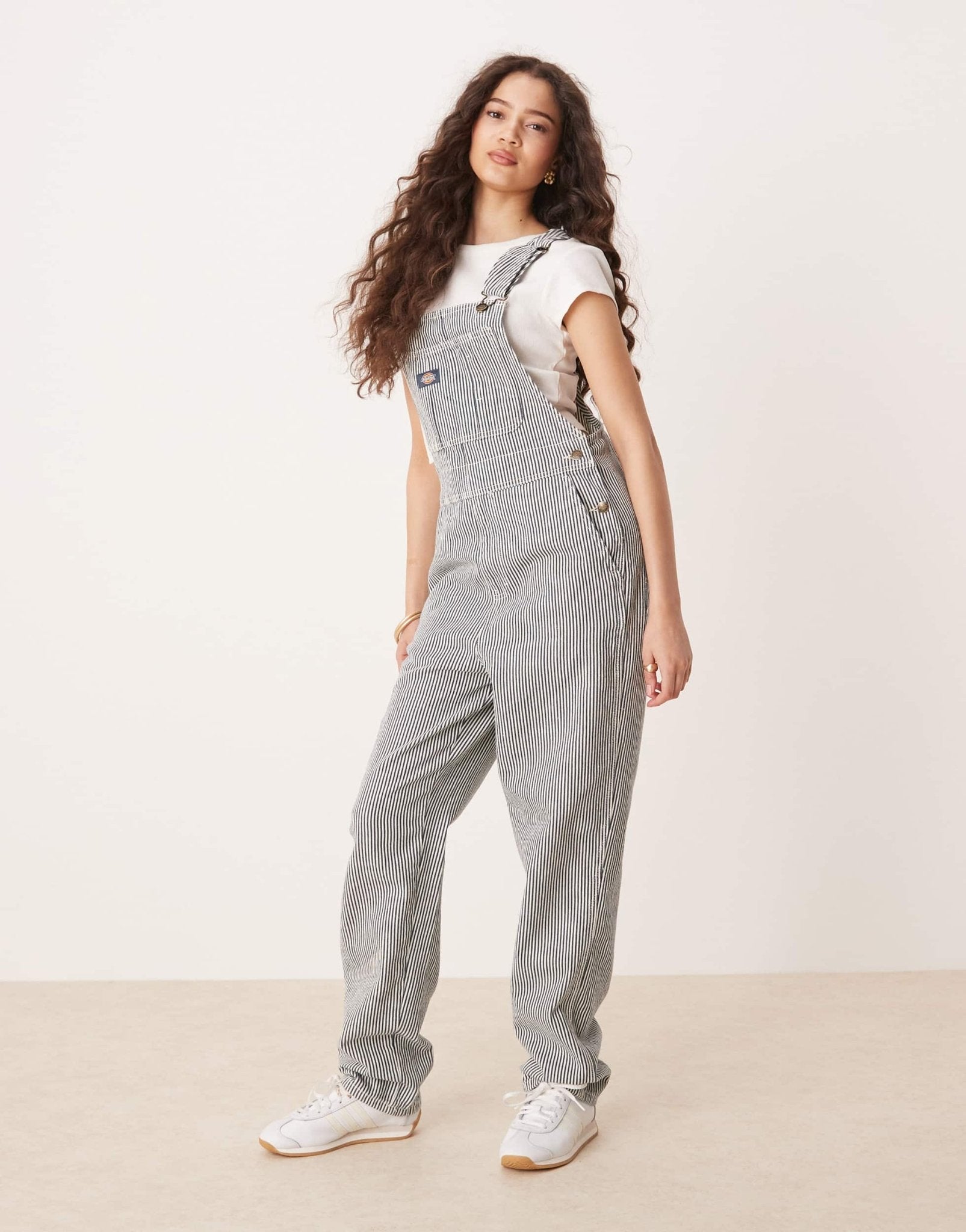 Dickies classic hickory stripe denim dungarees in navy - ASOS Sample Sale