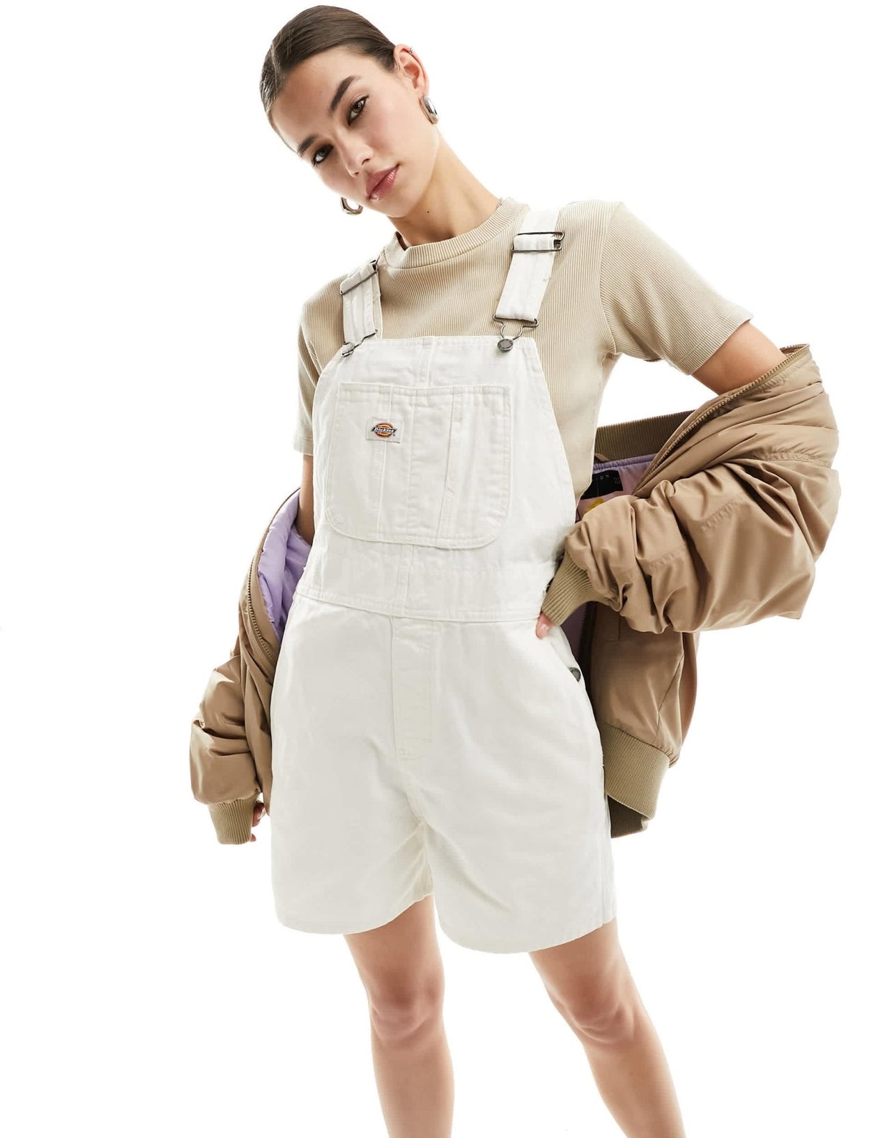 Dickies duck canvas short dungarees in off white - ASOS Sample Sale