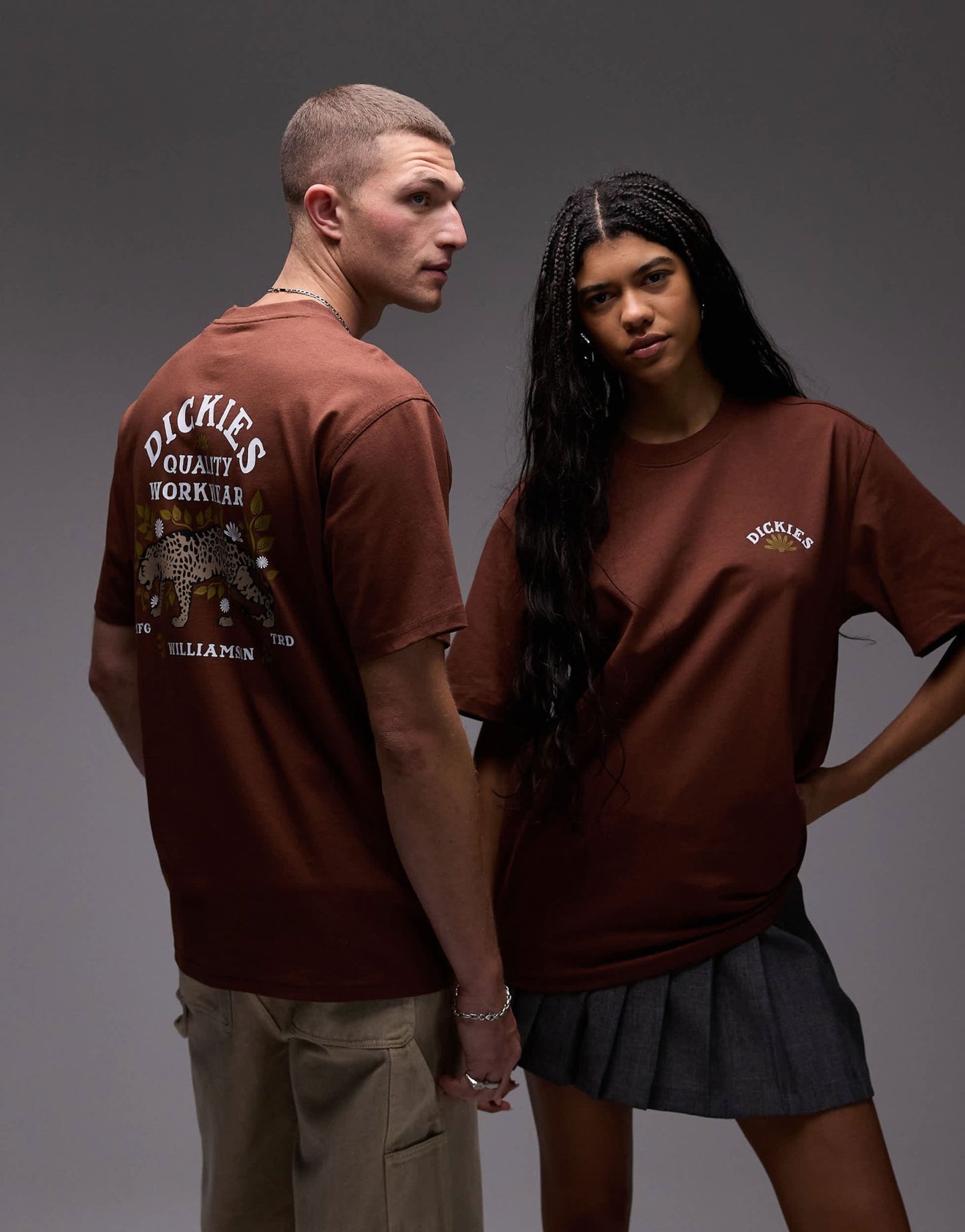 Dickies fort lewis leopard graphic back print t-shirt in cappuccino brown - ASOS Sample Sale