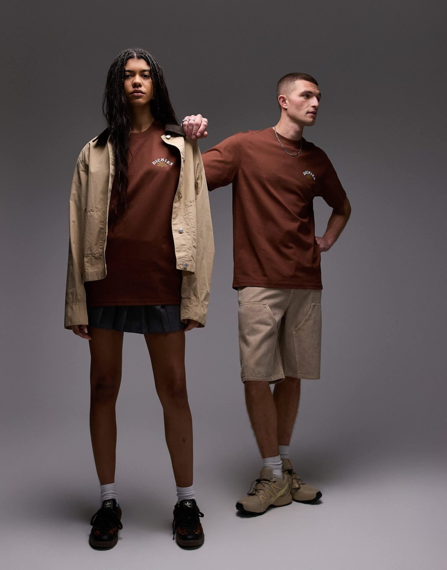 Dickies fort lewis leopard graphic back print t-shirt in cappuccino brown - ASOS Sample Sale