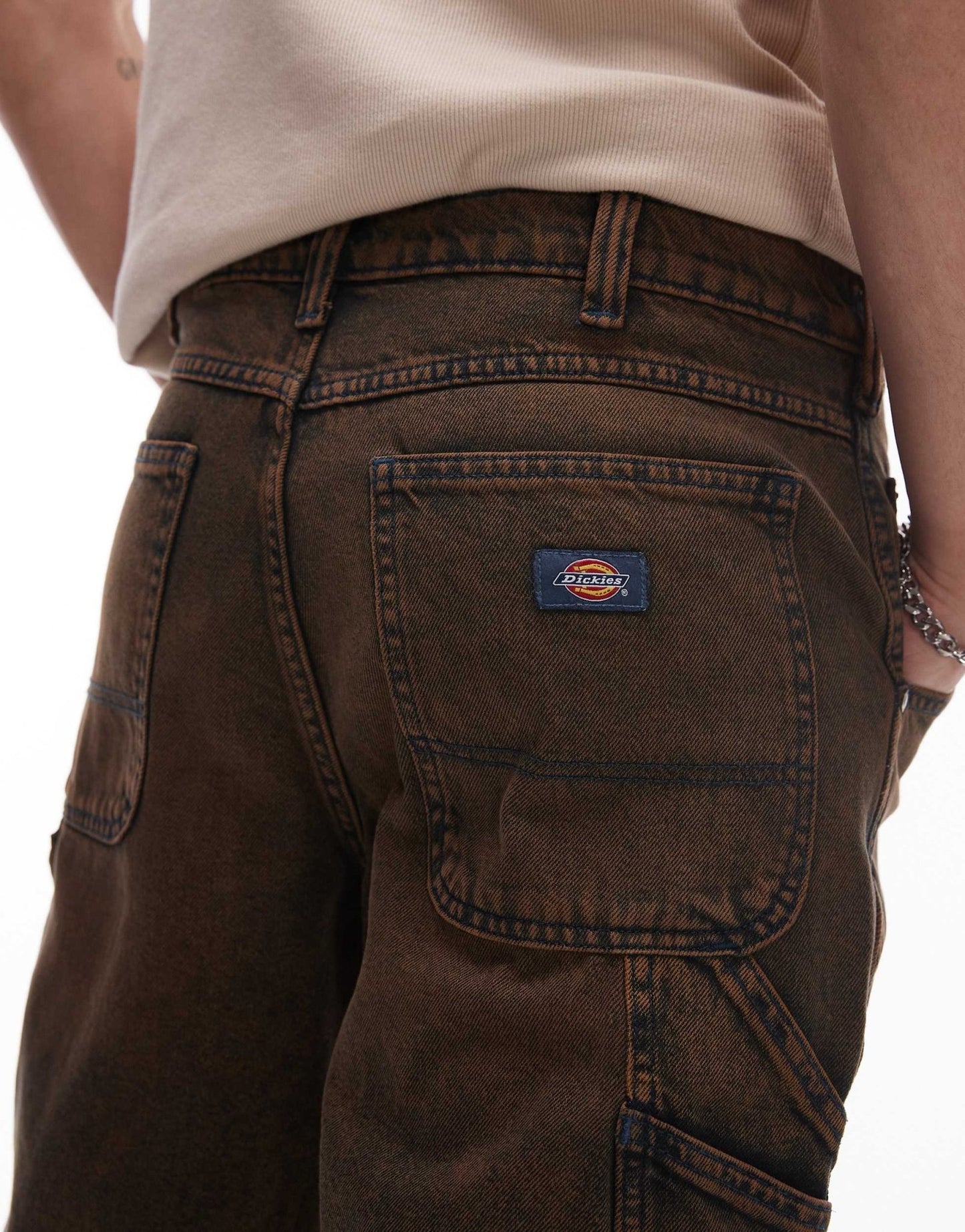 Dickies garyville regular fit carpenter denim shorts in indigo with brown tint - ASOS Sample Sale