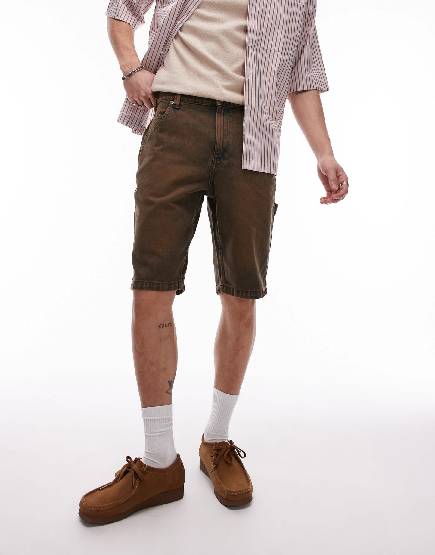 Dickies garyville regular fit carpenter denim shorts in indigo with brown tint - ASOS Sample Sale