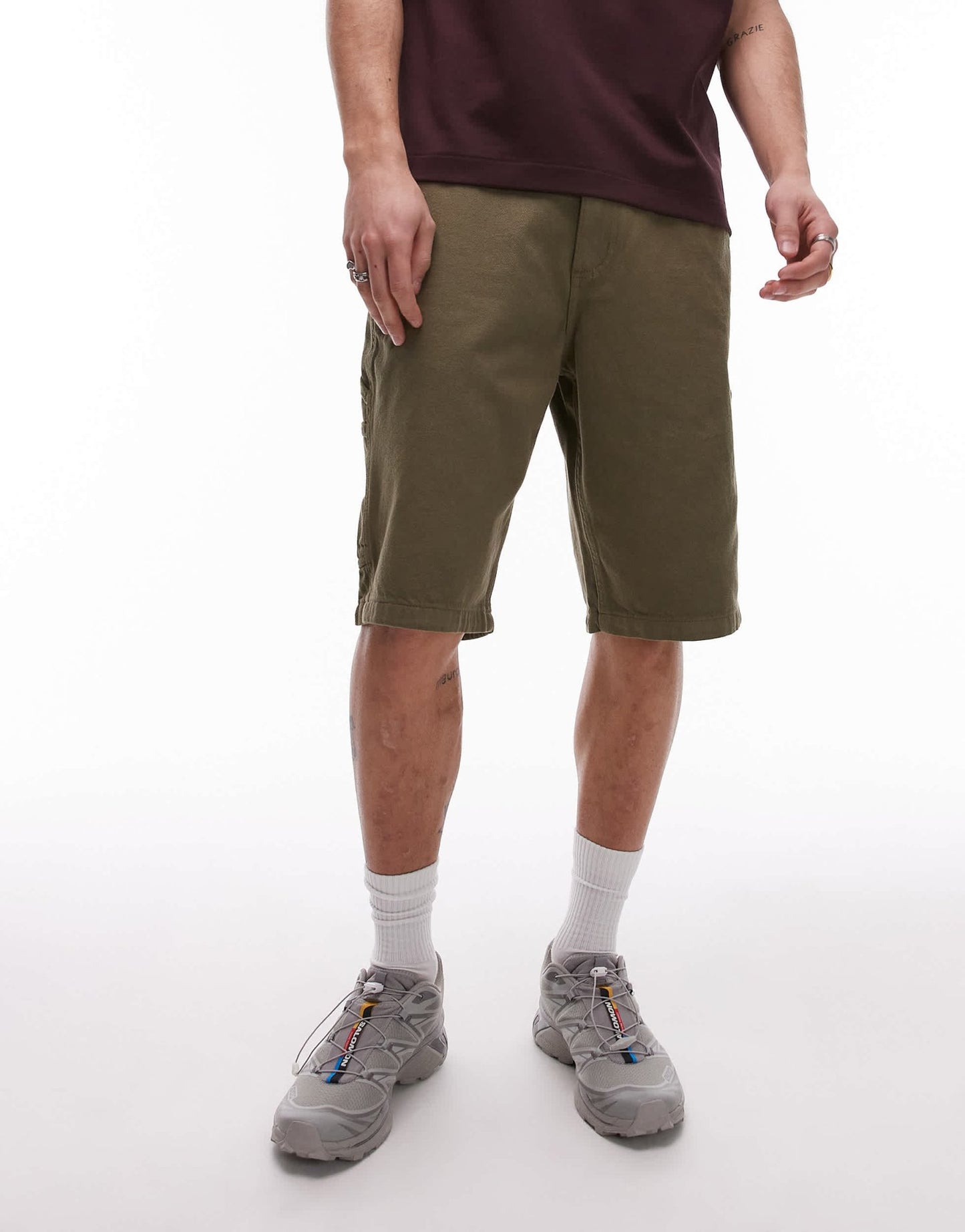 Dickies garyville regular fit carpenter denim shorts in khaki green - ASOS Sample Sale