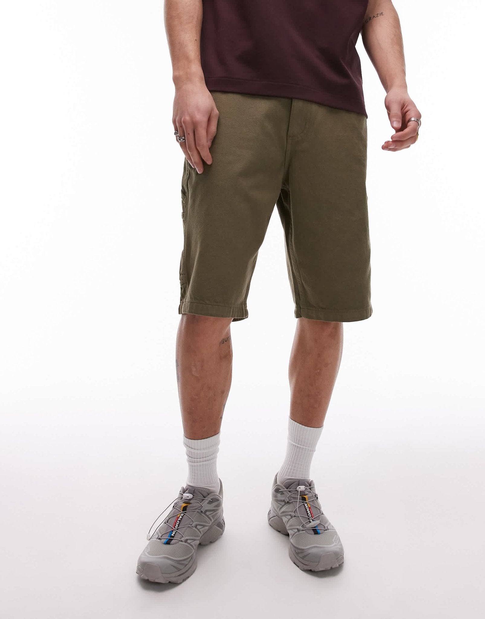 Dickies garyville regular fit carpenter denim shorts in khaki green - ASOS Sample Sale