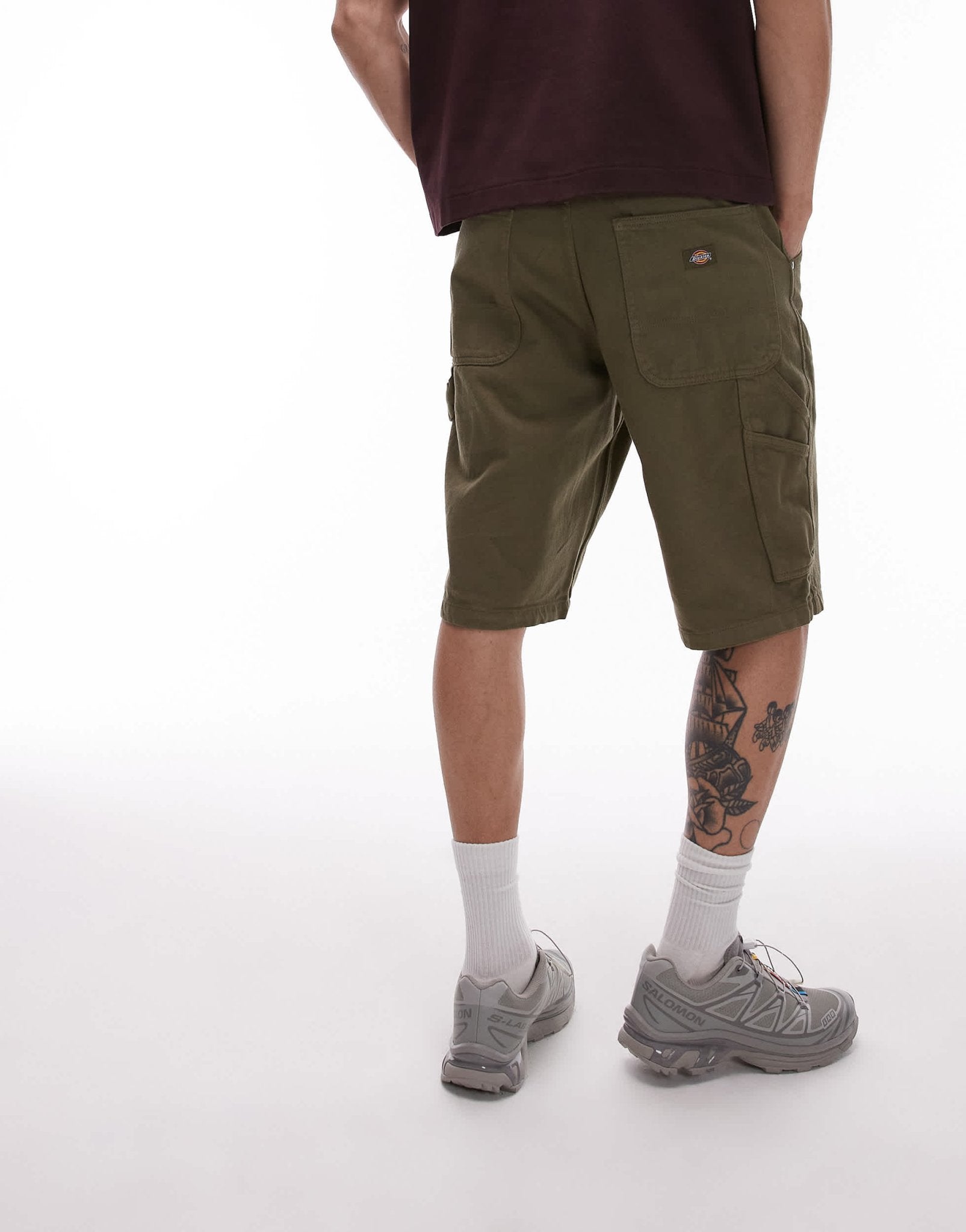 Dickies garyville regular fit carpenter denim shorts in khaki green - ASOS Sample Sale