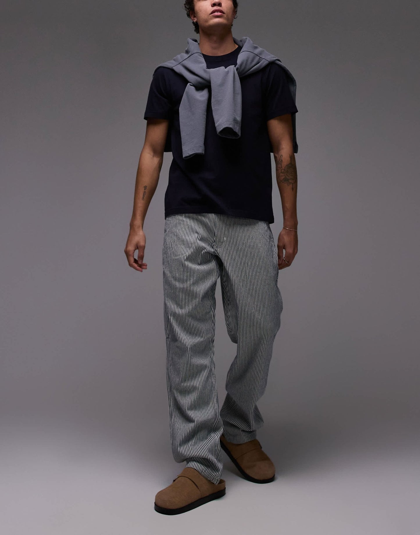 Dickies garyville regular fit hickory stipe trousers in blue - ASOS Sample Sale