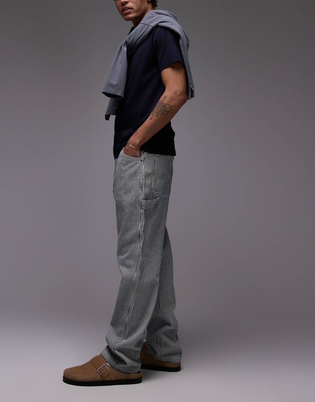 Dickies garyville regular fit hickory stipe trousers in blue - ASOS Sample Sale