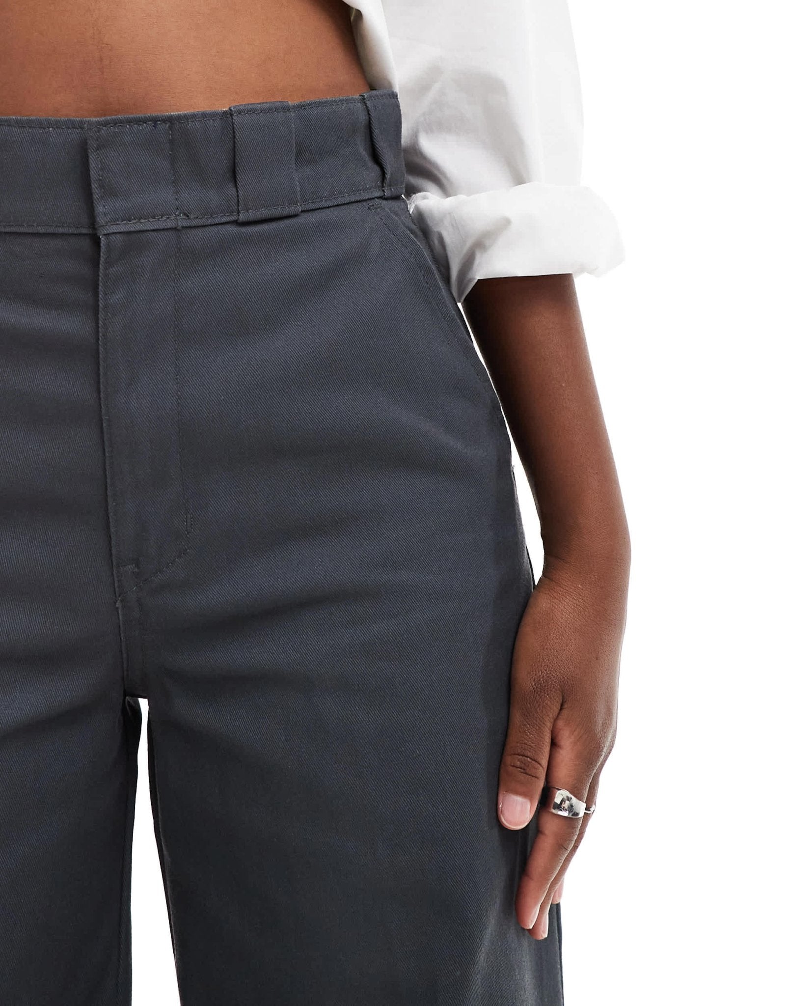 Dickies grove hill wide leg trousers in dark grey - exclusive to asos - ASOS Sample Sale