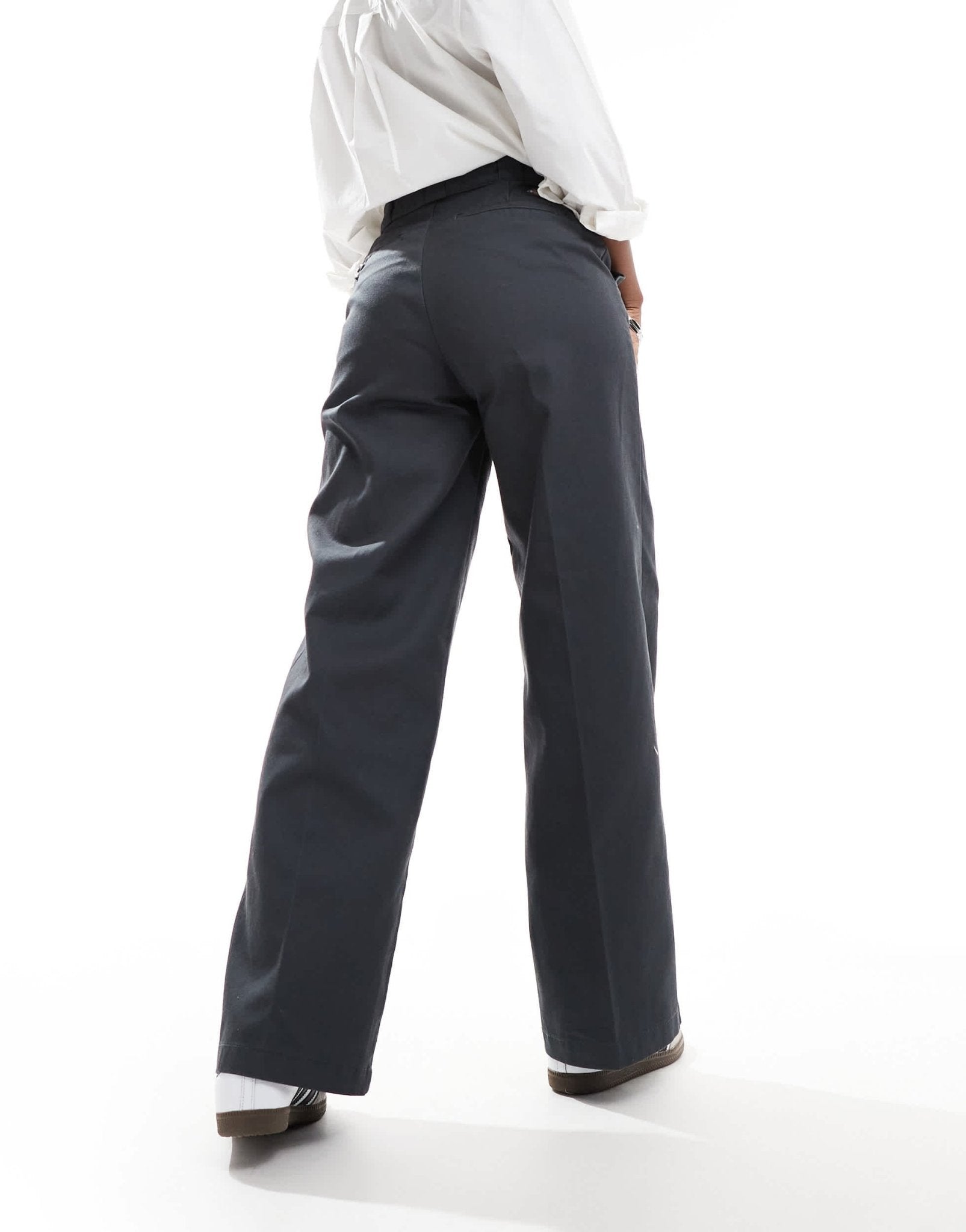 Dickies grove hill wide leg trousers in dark grey - exclusive to asos - ASOS Sample Sale