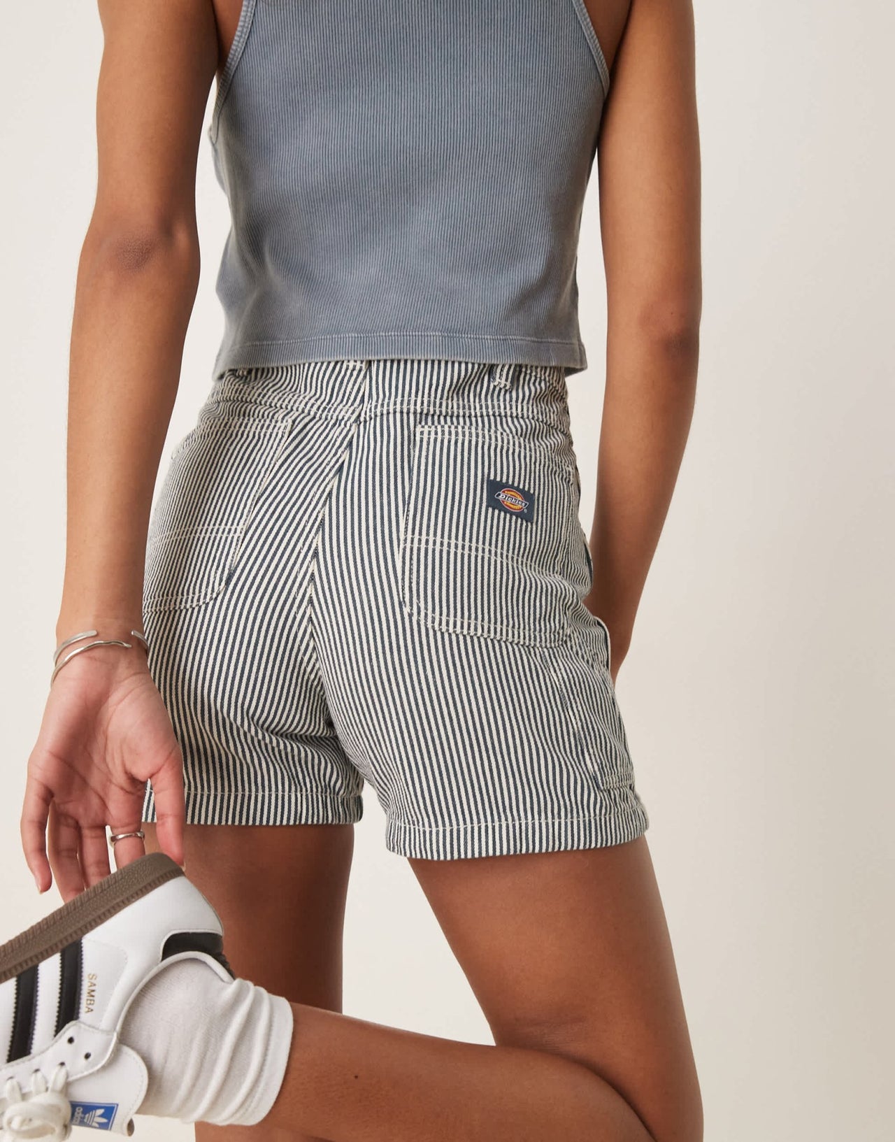 Dickies hickory stripe carpenter shorts in navy - ASOS Sample Sale