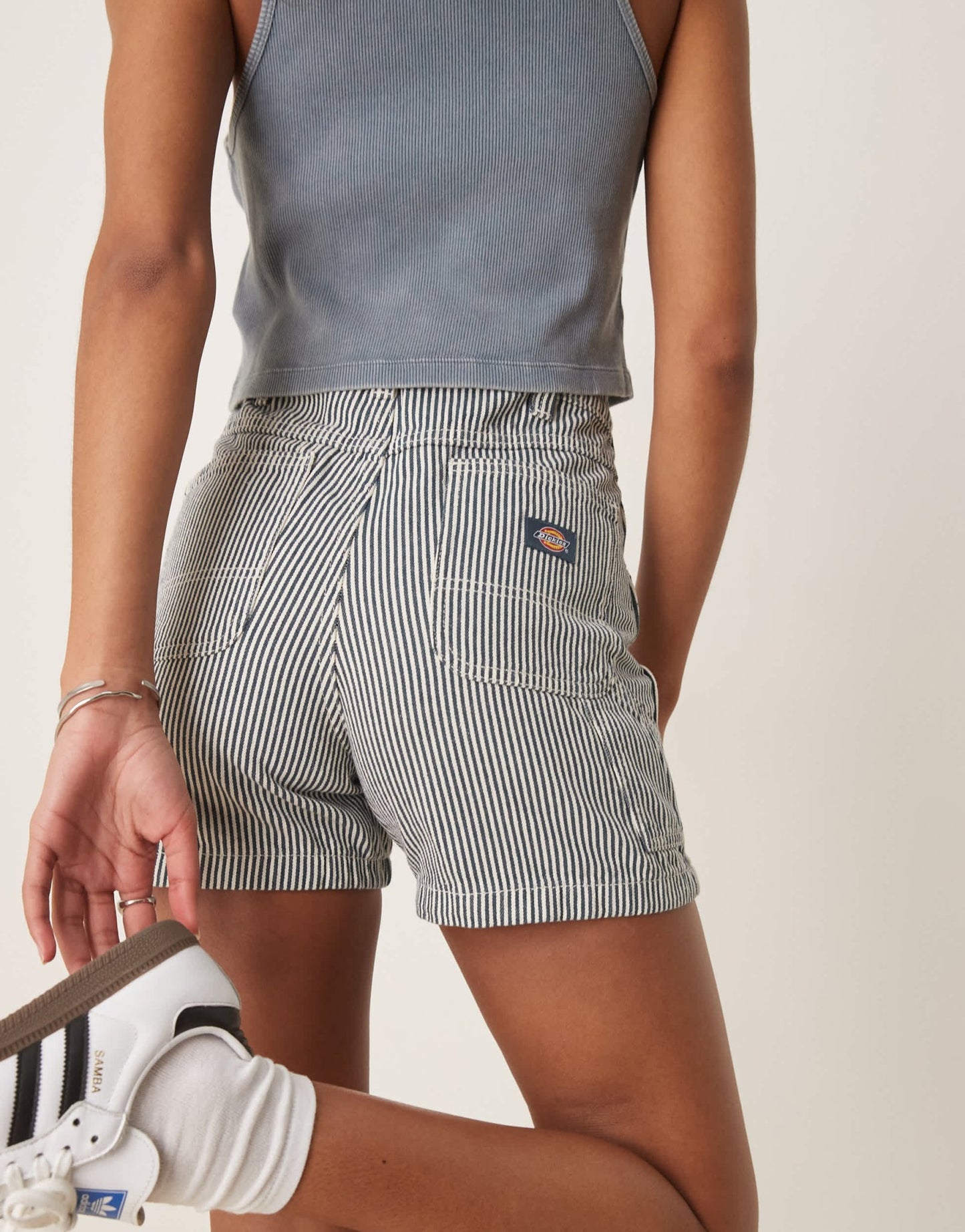 Dickies hickory stripe carpenter shorts in navy - ASOS Sample Sale