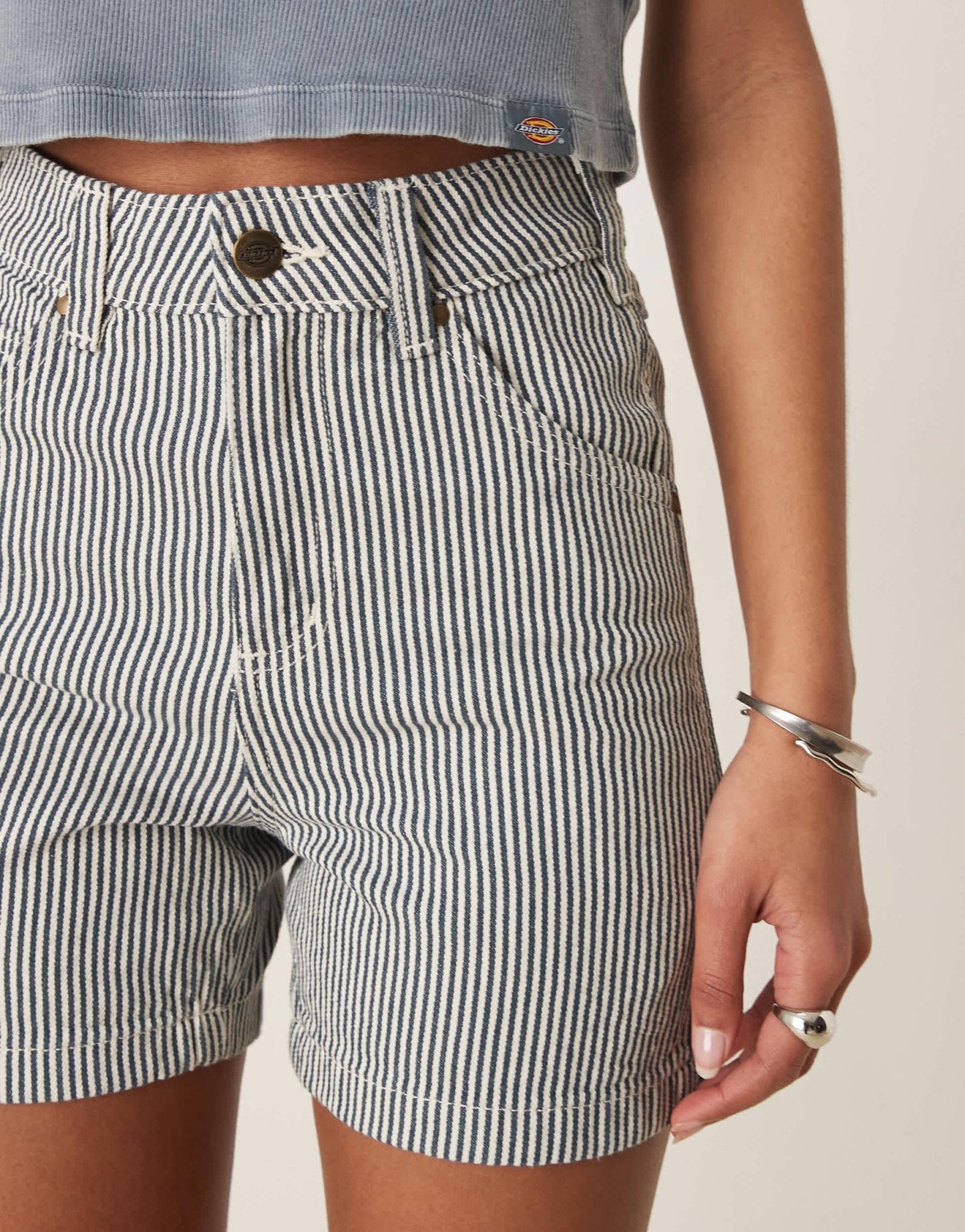 Dickies hickory stripe carpenter shorts in navy - ASOS Sample Sale