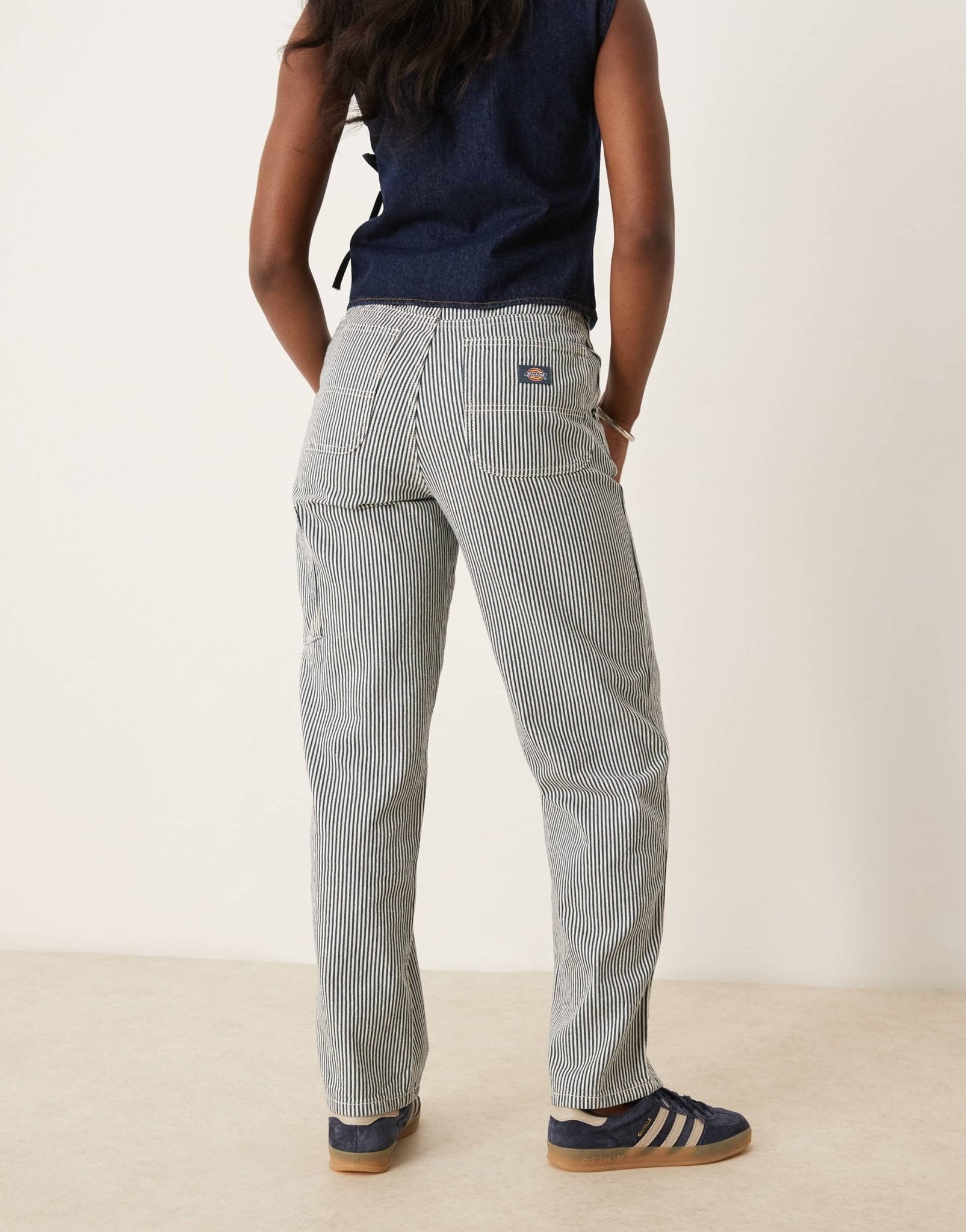 Dickies hickory stripe denim carpenter trousers in navy - ASOS Sample Sale