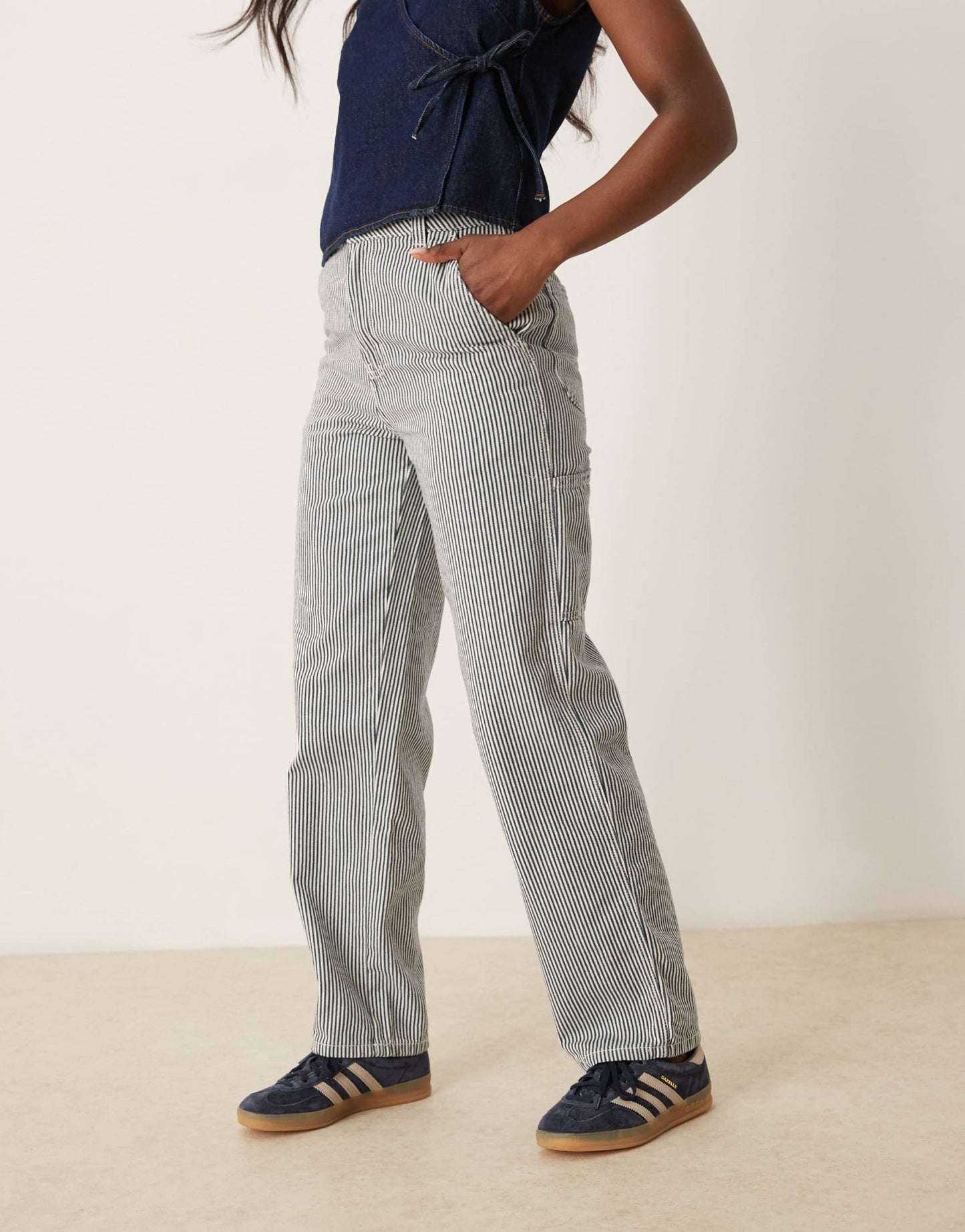 Dickies hickory stripe denim carpenter trousers in navy - ASOS Sample Sale