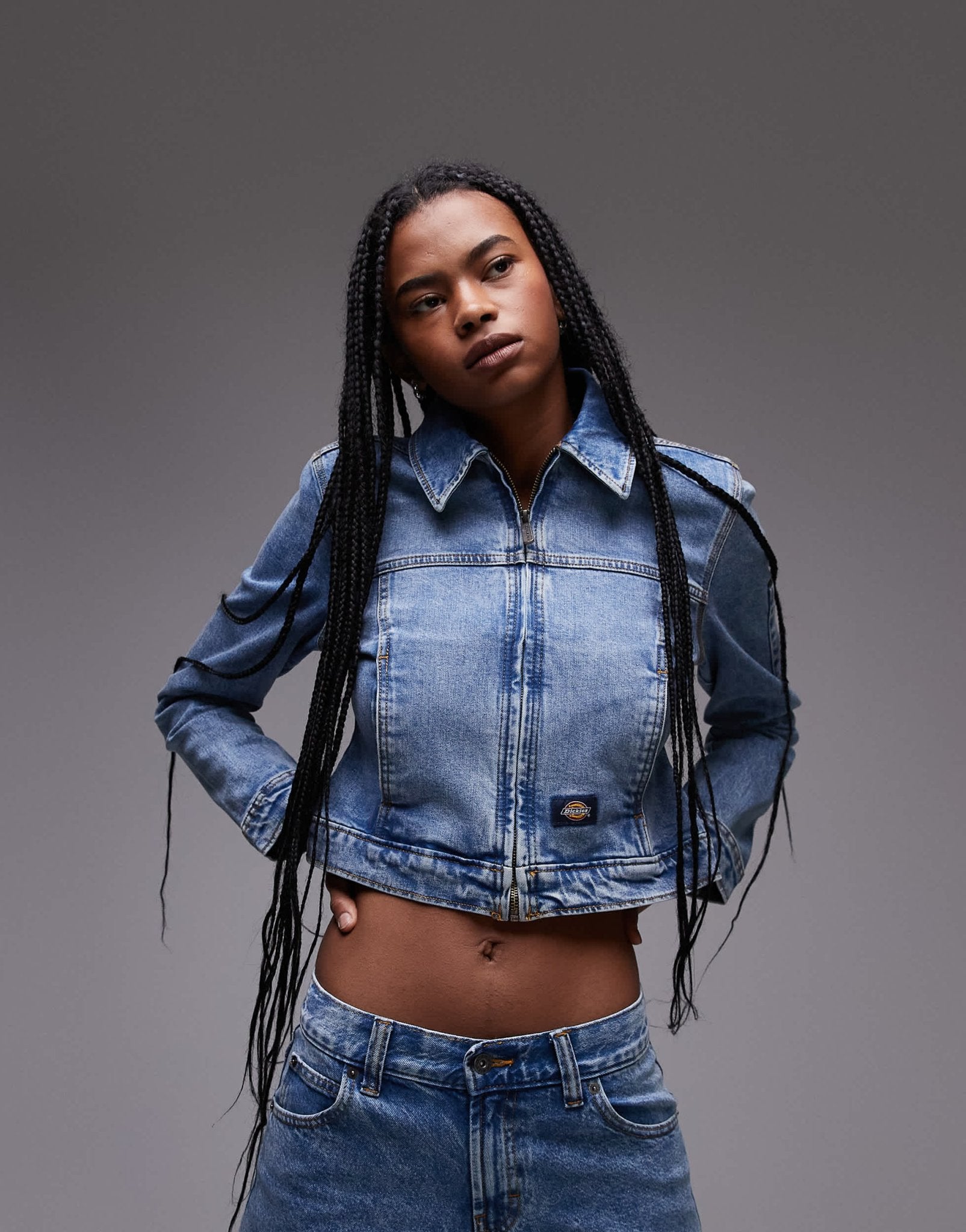 Dickies Loose Wave slim fit denim jacket in light blue fade - ASOS Sample Sale