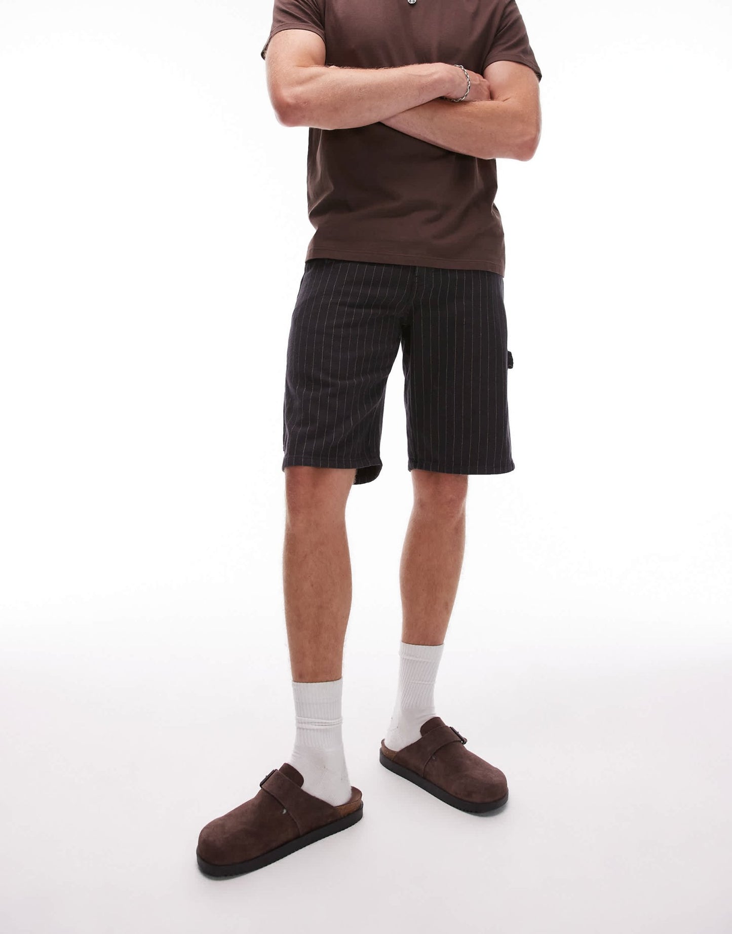 Dickies pinstripe carpenter shorts in black and off white - ASOS Sample Sale