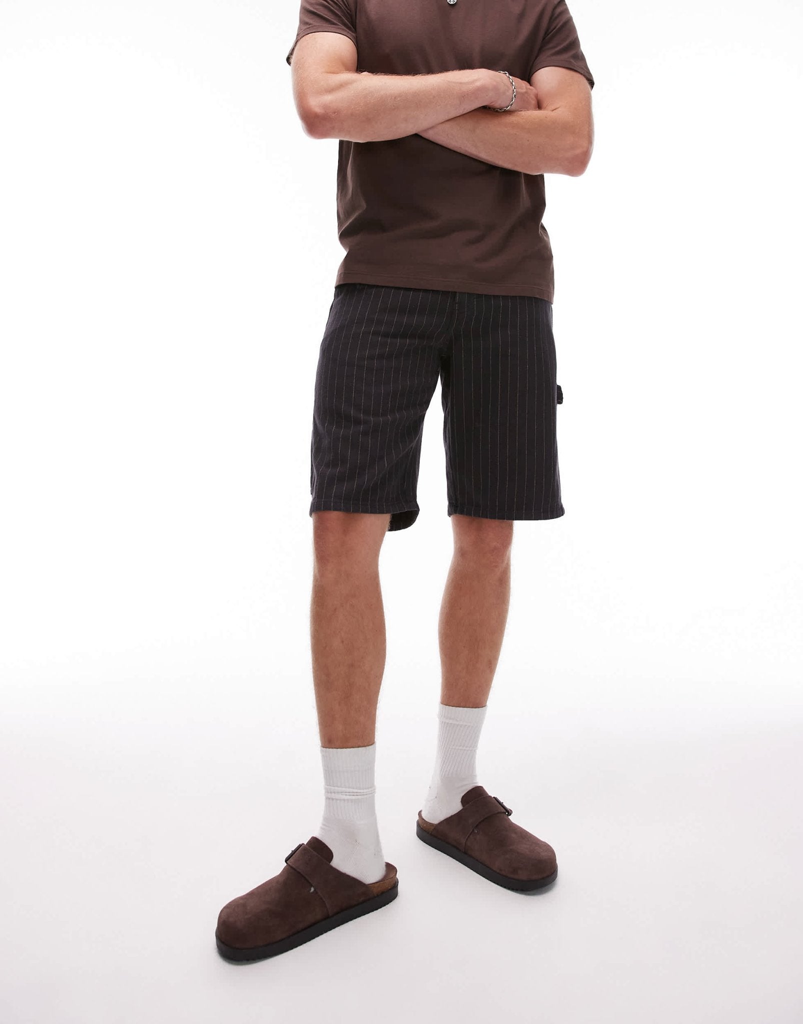 Dickies pinstripe carpenter shorts in black and off white - ASOS Sample Sale