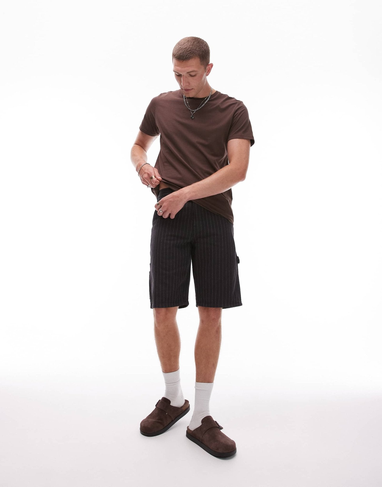 Dickies pinstripe carpenter shorts in black and off white - ASOS Sample Sale