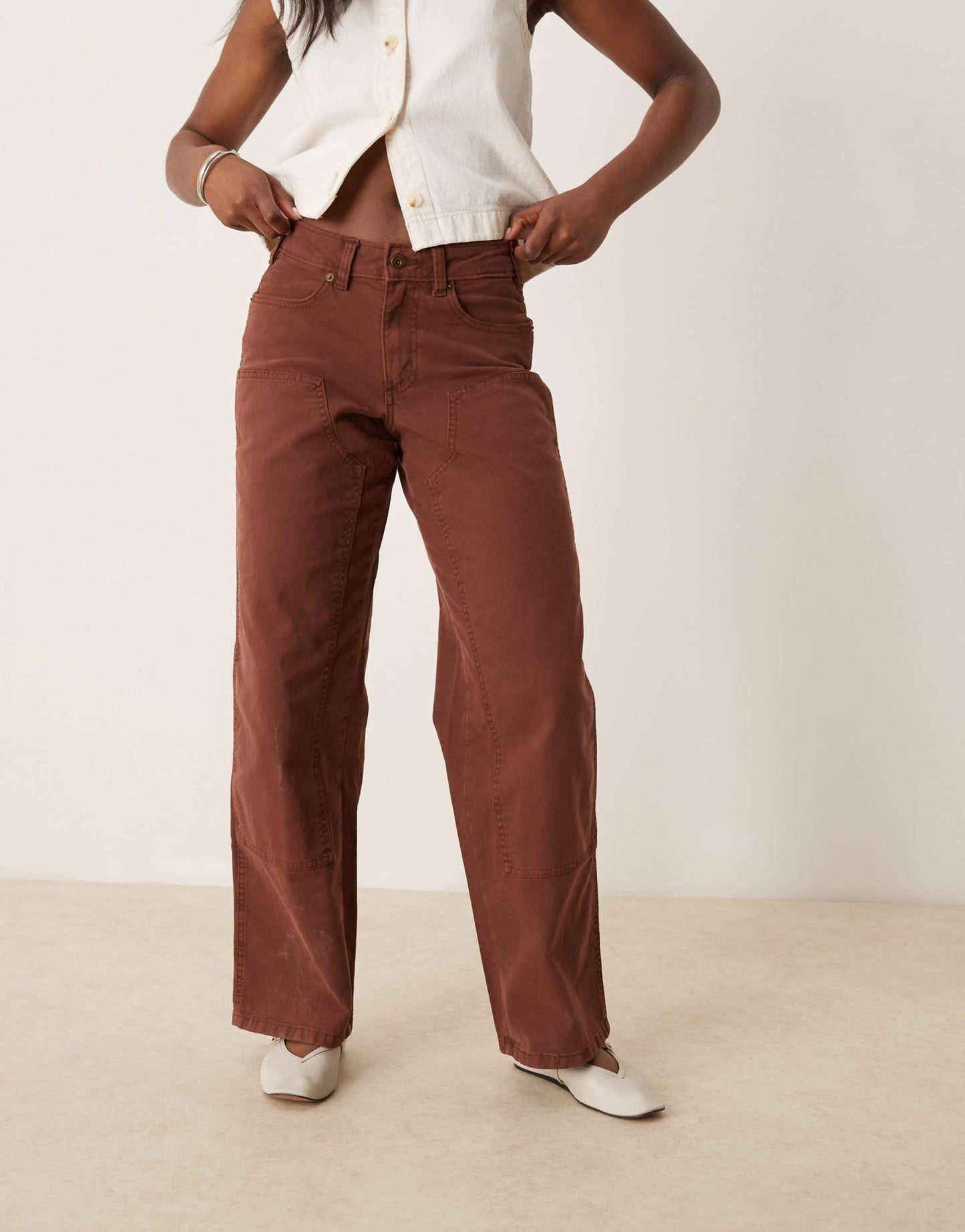 Dickies river ranch western double knee canvas trousers in cappuccino brown - ASOS Sample Sale