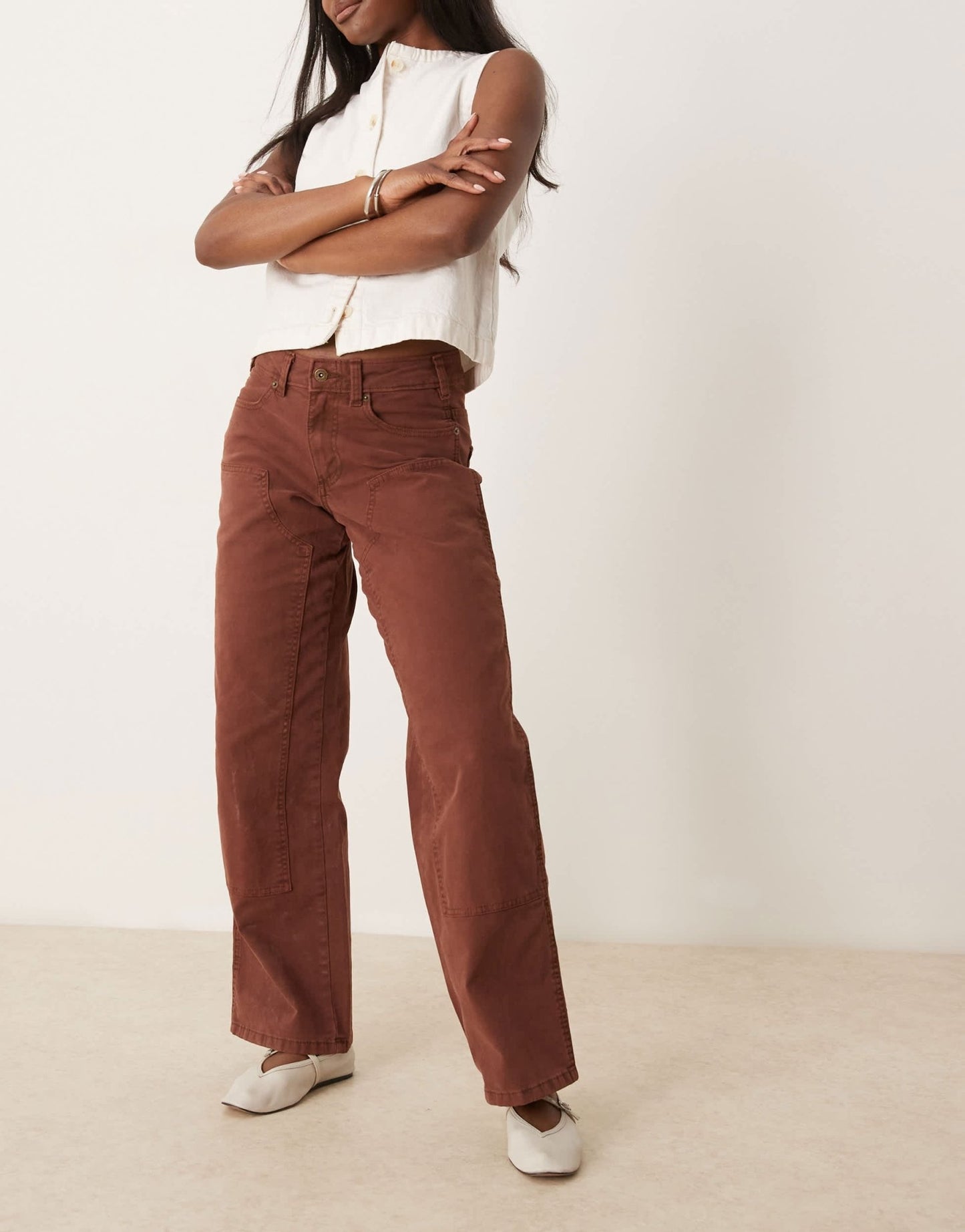 Dickies river ranch western double knee canvas trousers in cappuccino brown - ASOS Sample Sale