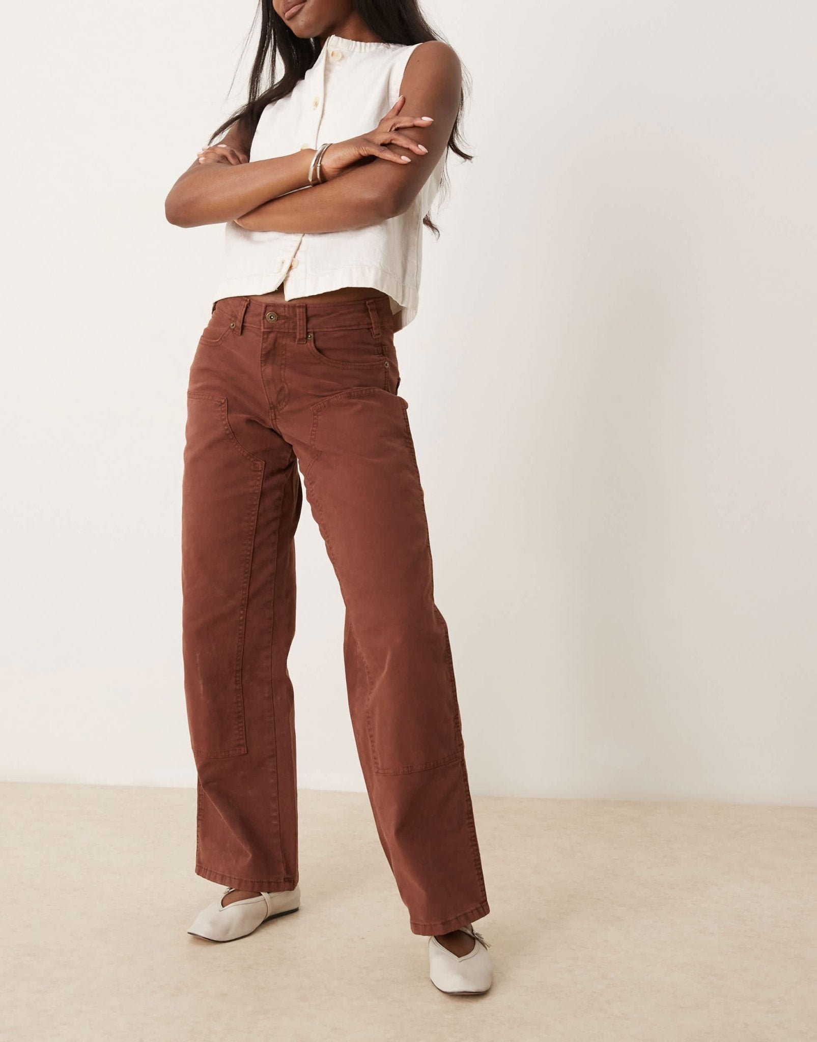Dickies river ranch western double knee canvas trousers in cappuccino brown - ASOS Sample Sale