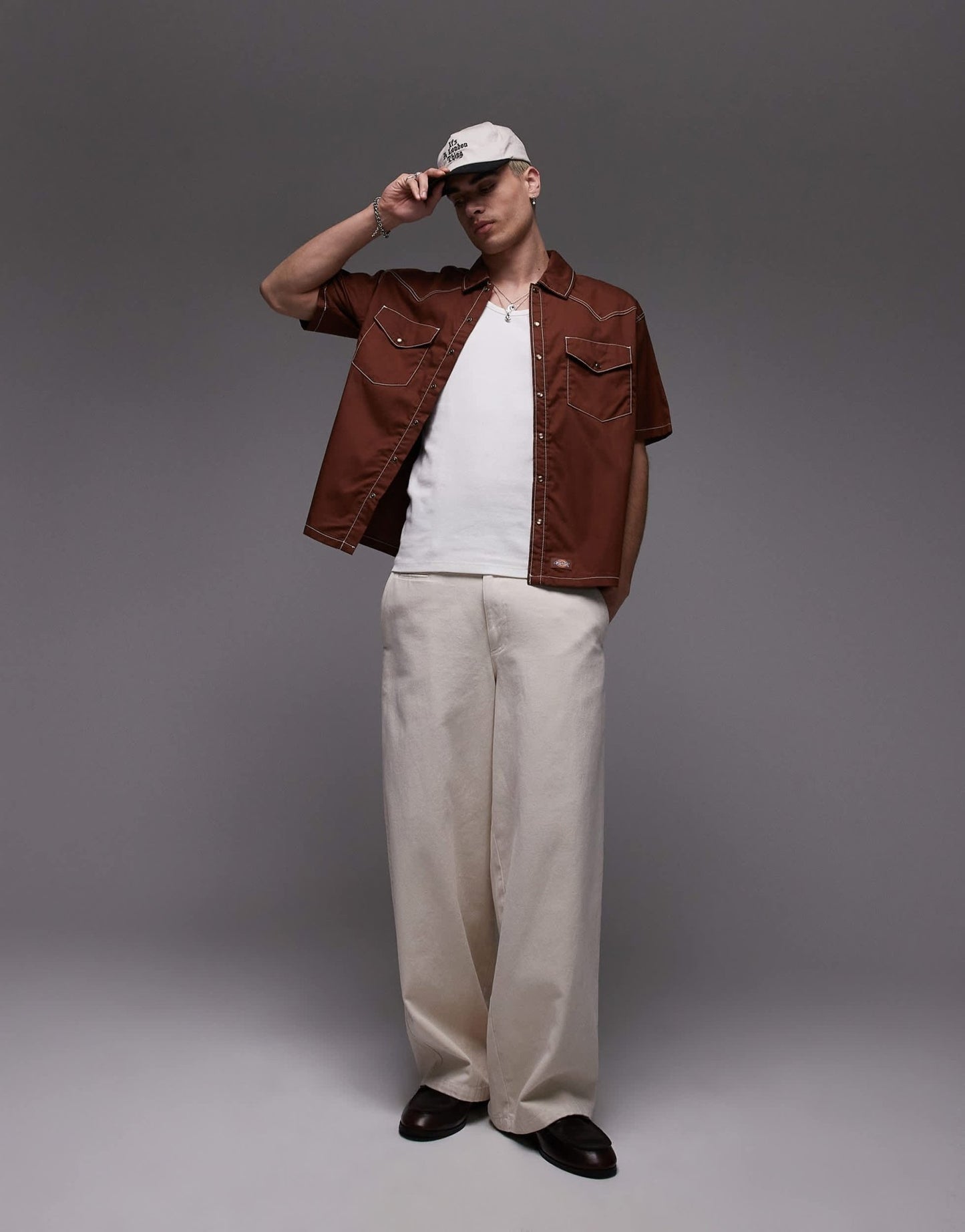 Dickies river ranch western work shirt in cappuccino brown - ASOS Sample Sale