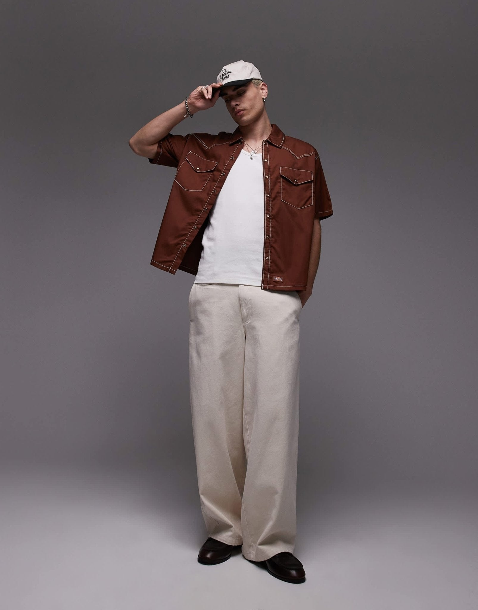 Dickies river ranch western work shirt in cappuccino brown - ASOS Sample Sale