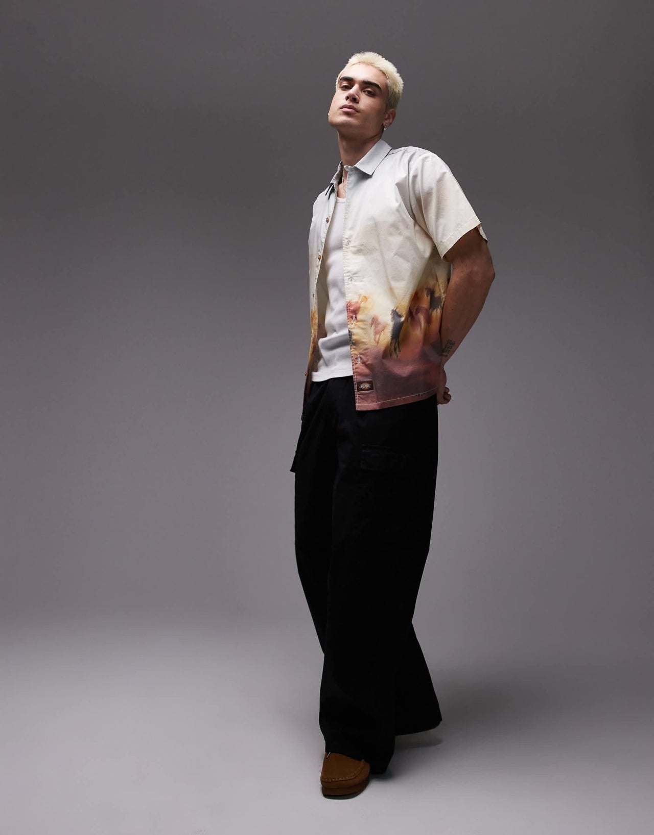 Dickies running wild western graphic print shirt in tan - ASOS Sample Sale