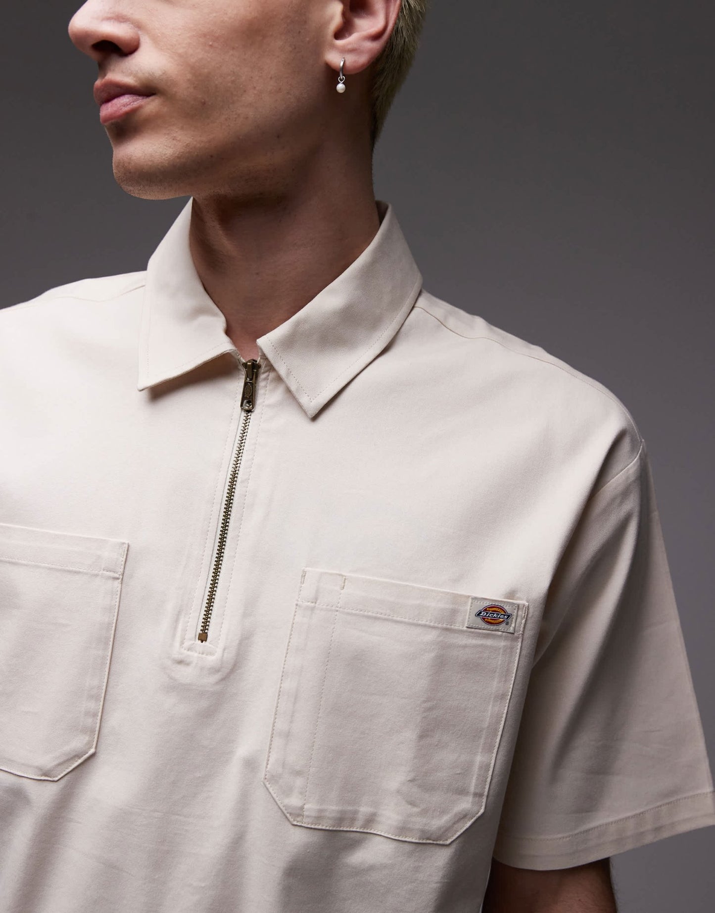 Dickies western ranch quarter zip shirt in off white - ASOS Sample Sale
