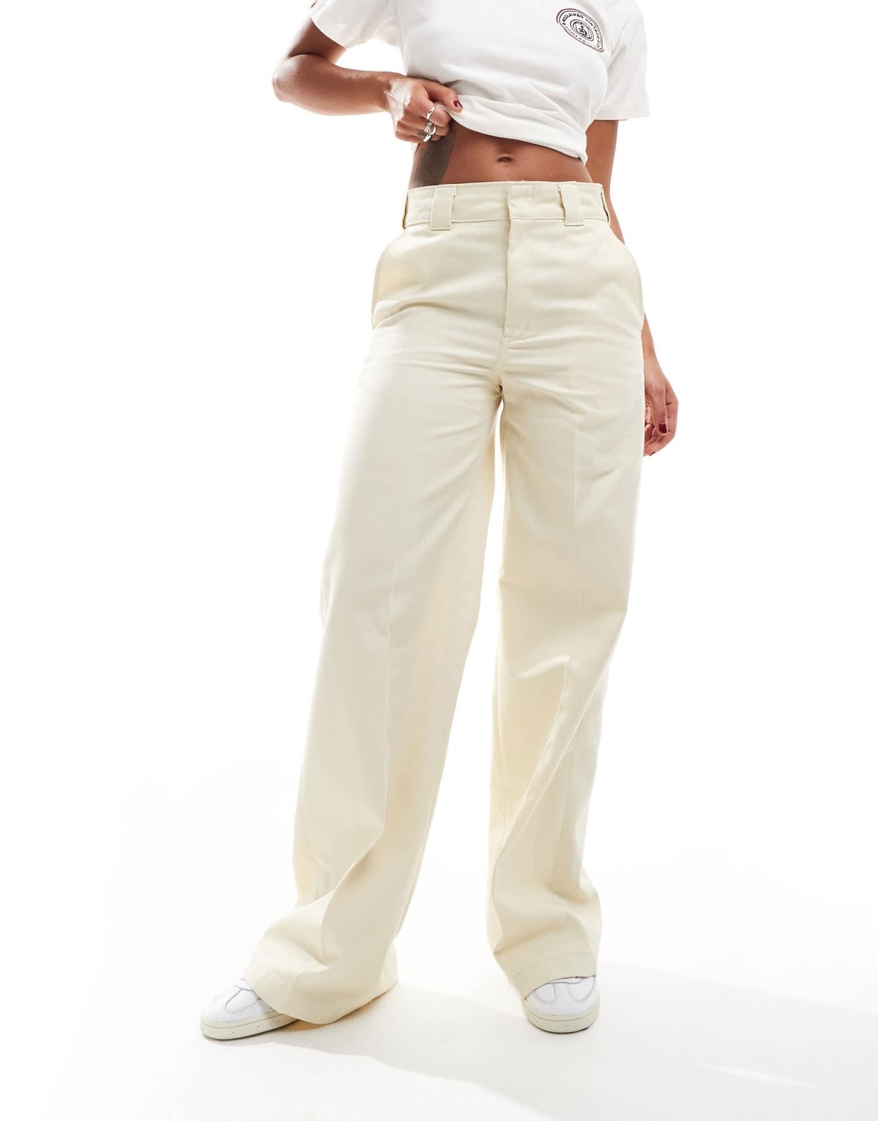 Dickies wide leg work trousers in cream - ASOS Sample Sale